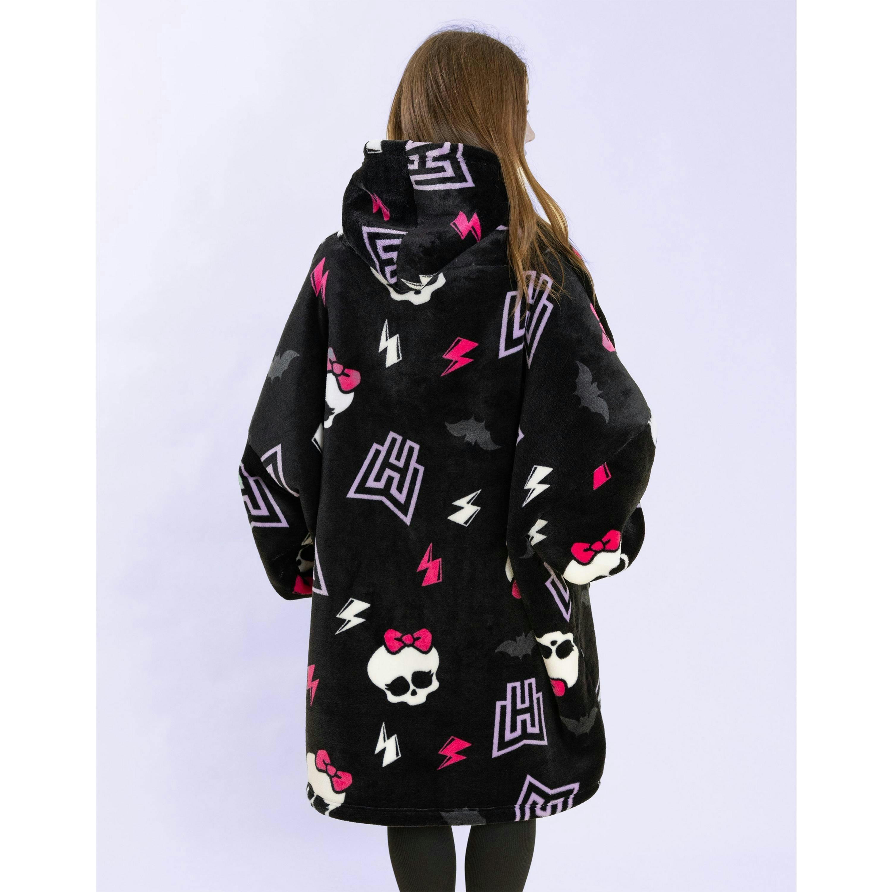 Monster High Womens Multicoloured Skull & Lighting Bolt Blanket Hoodie (One Size) by Vanilla Underground , view 3 of 6