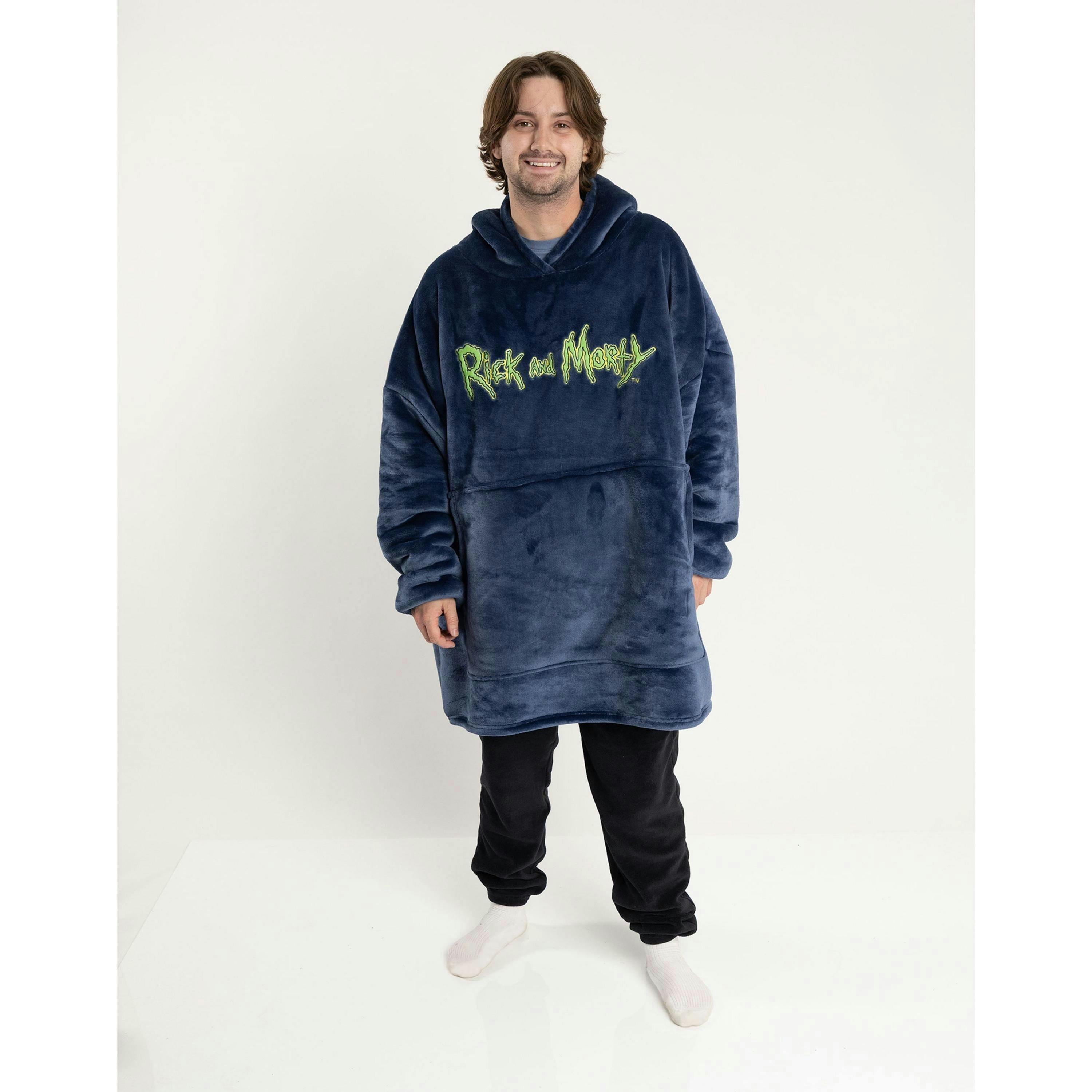 Rick And Morty Mens Black Character Blanket Hoodie (One Size) by Vanilla Underground , view 3 of 6