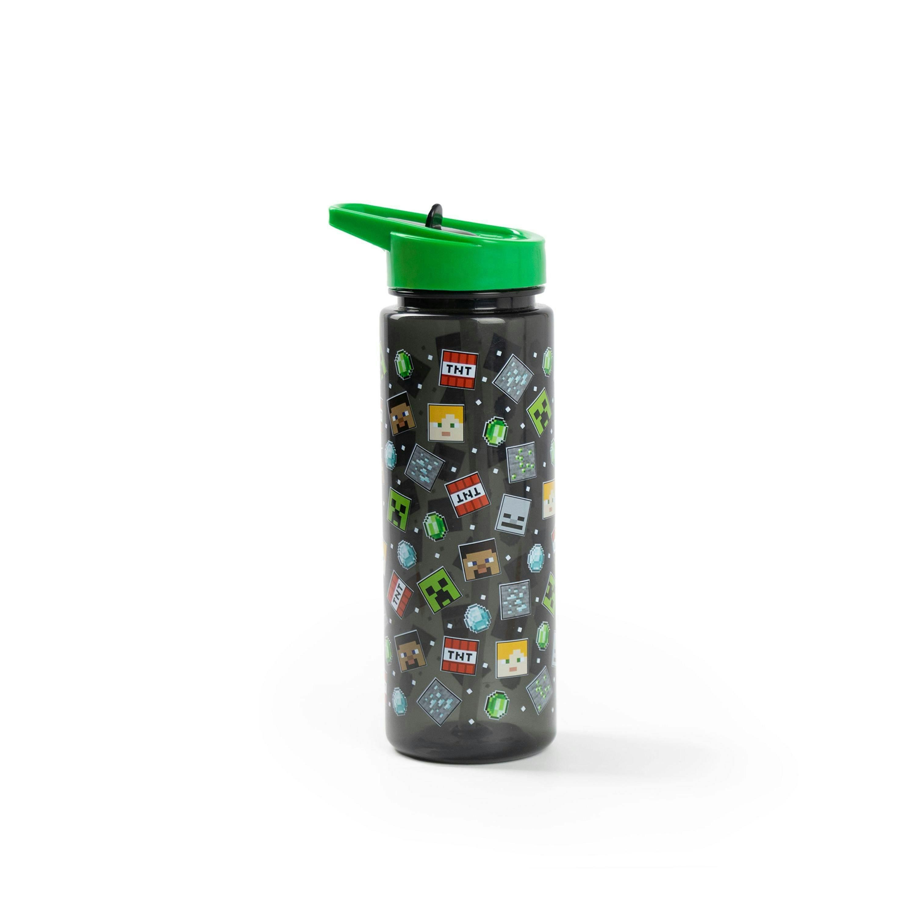 Minecraft Unisex Kids Black Printed Straw Water Bottle (One Size) by Vanilla Underground , view 1 of 6