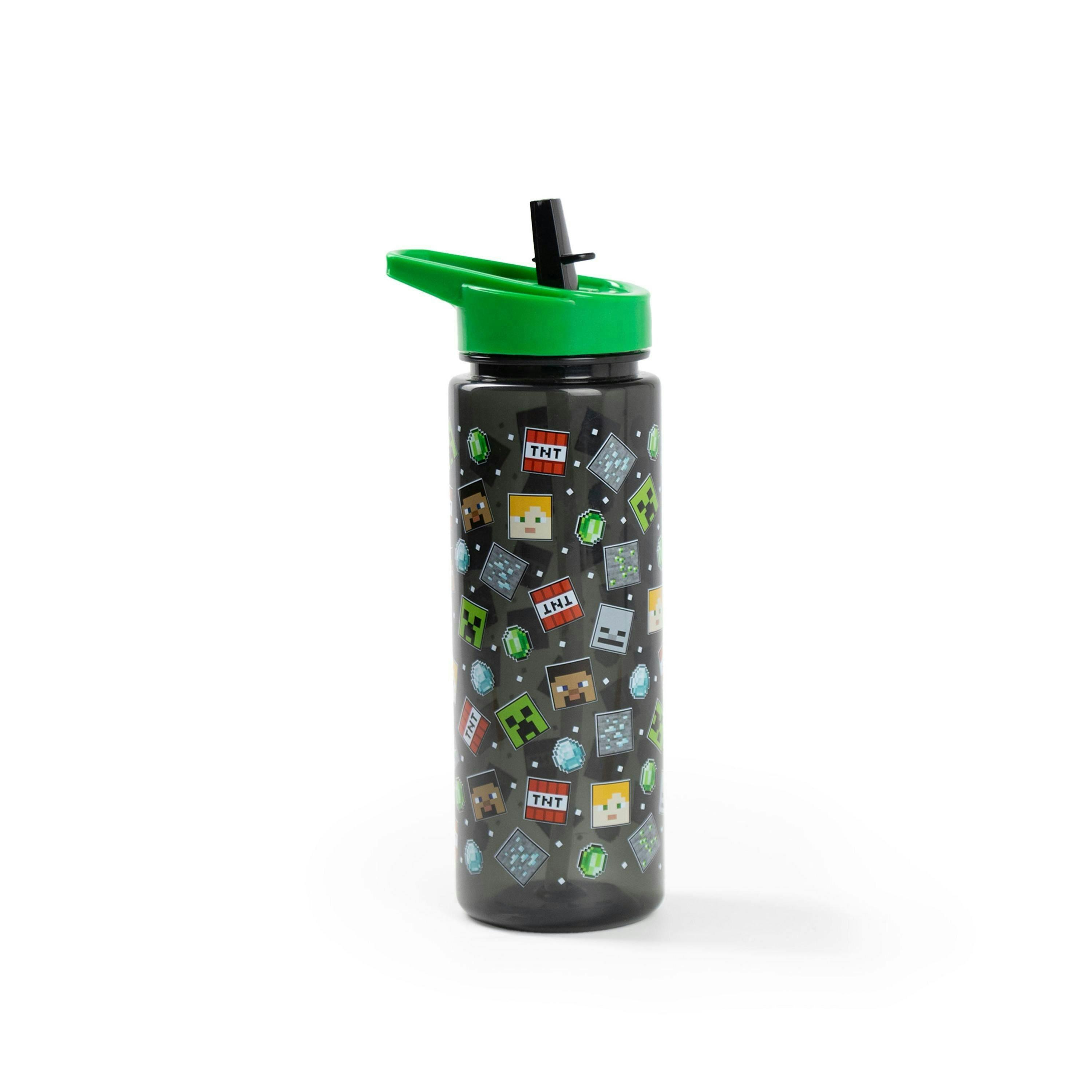Minecraft Unisex Kids Black Printed Straw Water Bottle (One Size) by Vanilla Underground , view 2 of 6