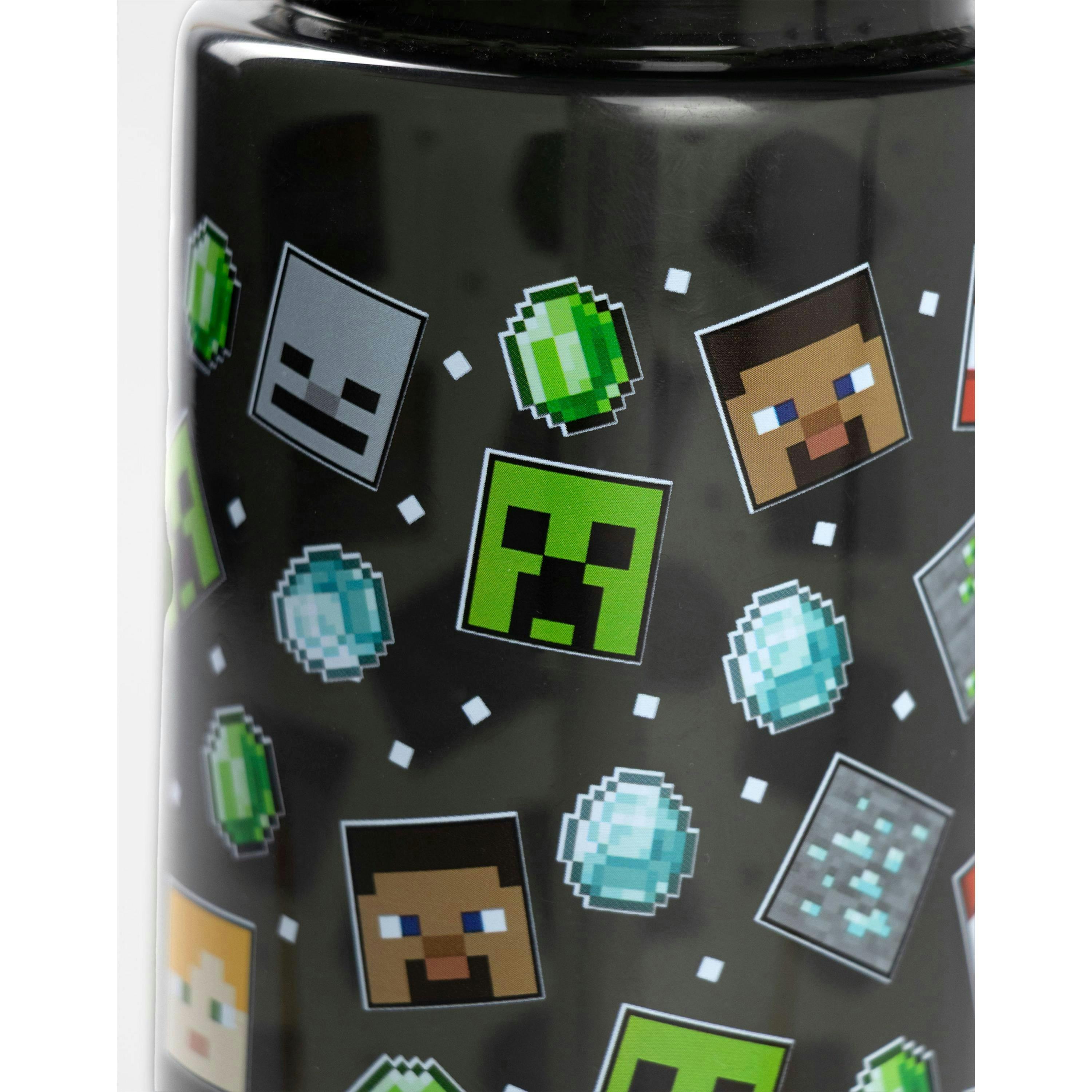 Minecraft Unisex Kids Black Printed Straw Water Bottle (One Size) by Vanilla Underground , view 5 of 6