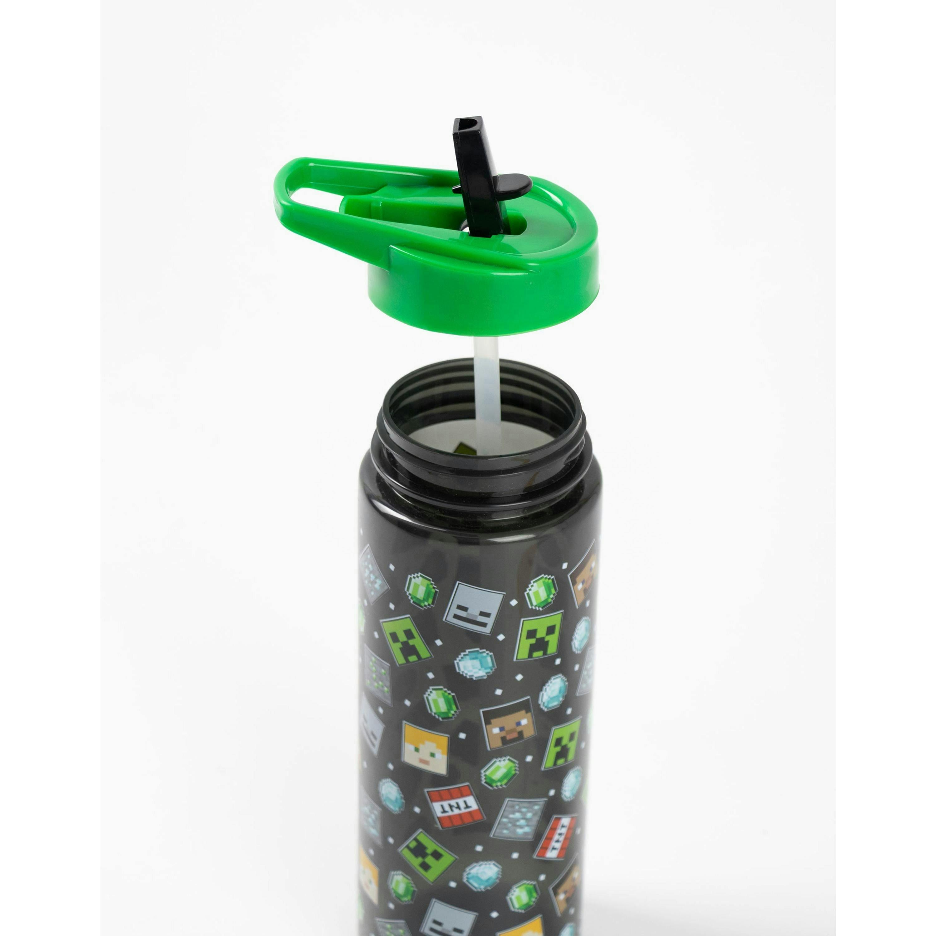 Minecraft Unisex Kids Black Printed Straw Water Bottle (One Size) by Vanilla Underground , view 6 of 6