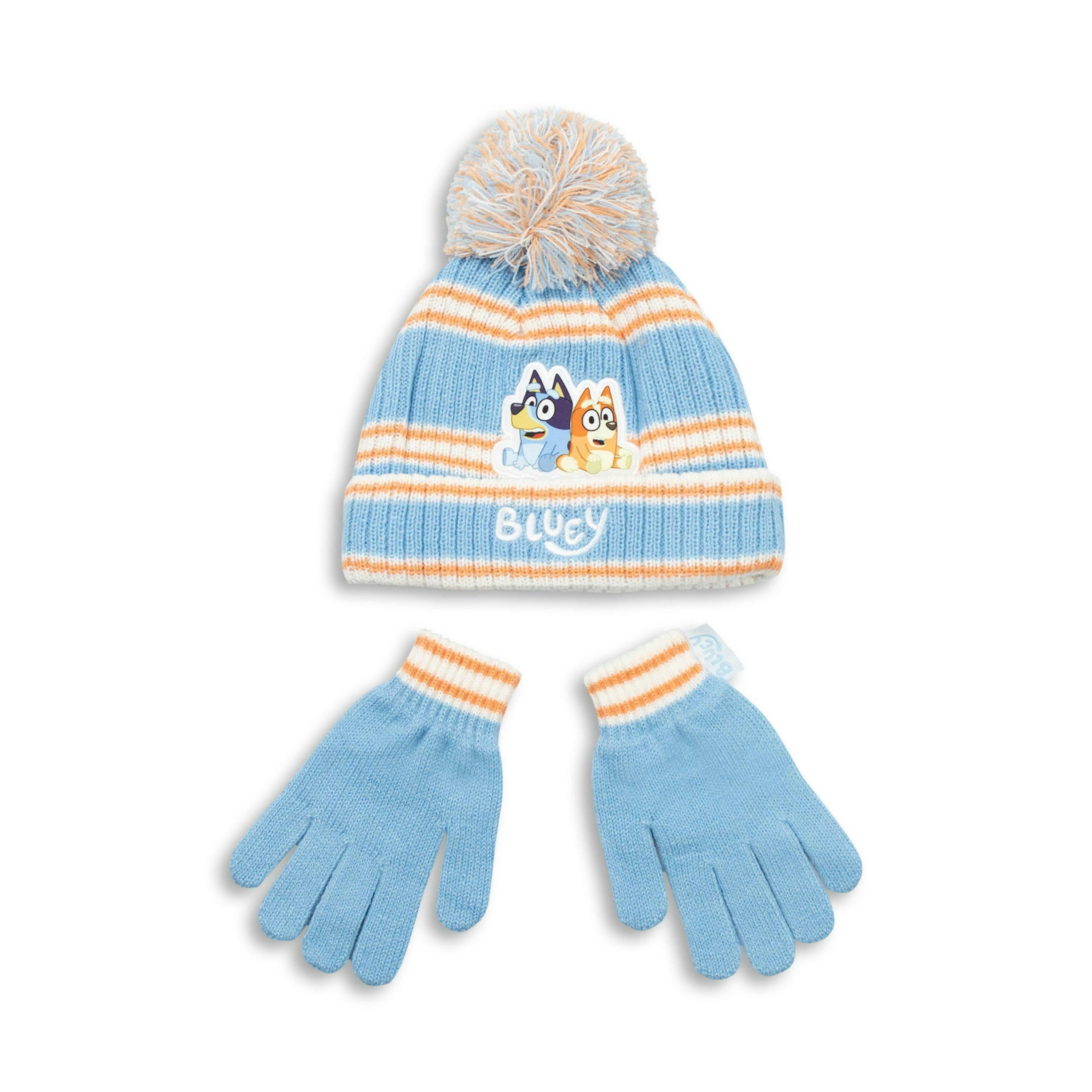 Bluey Girls Blue Character Beanie and Gloves Set (One Size) by Vanilla Underground , view 1 of 6
