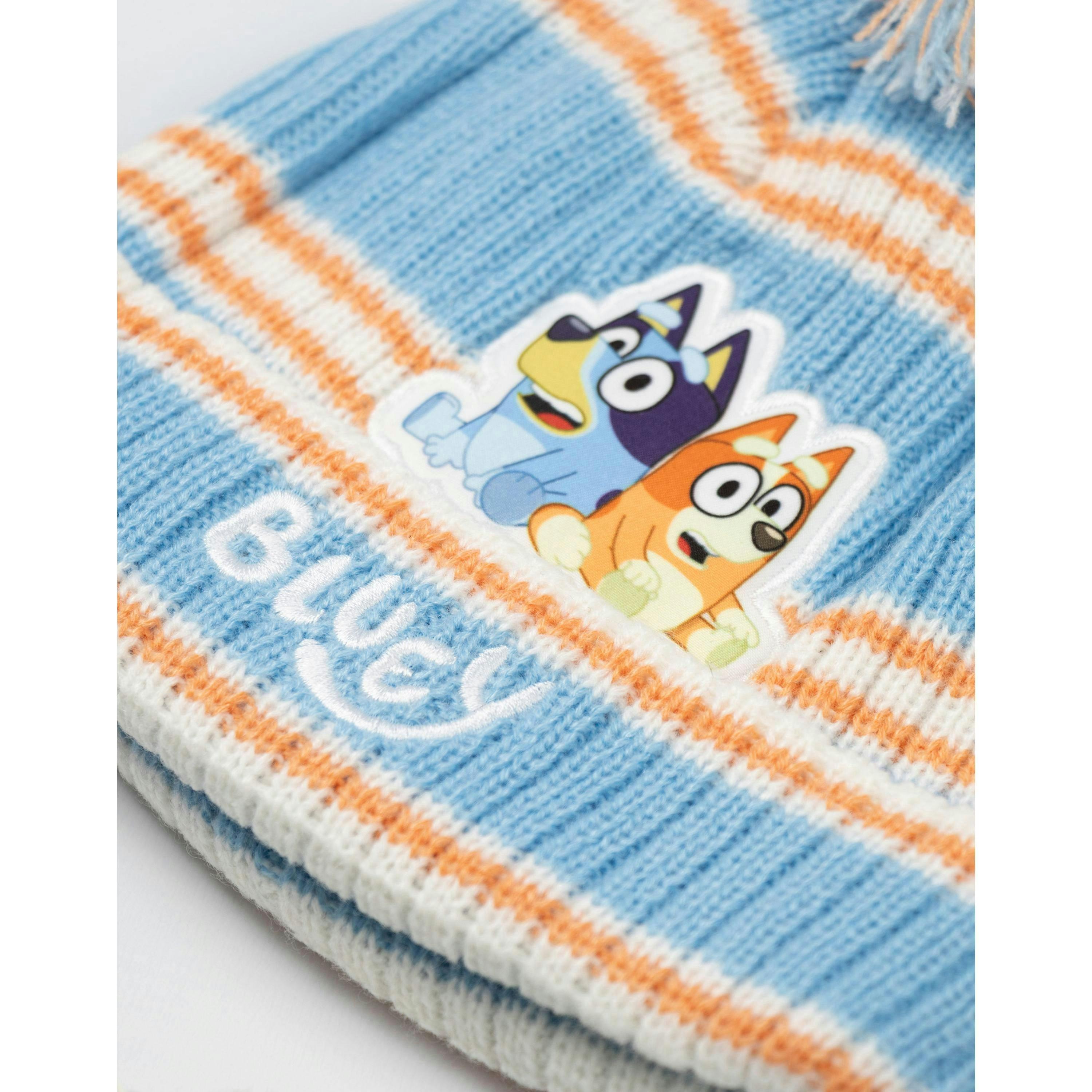 Bluey Girls Blue Character Beanie and Gloves Set (One Size) by Vanilla Underground , view 6 of 6