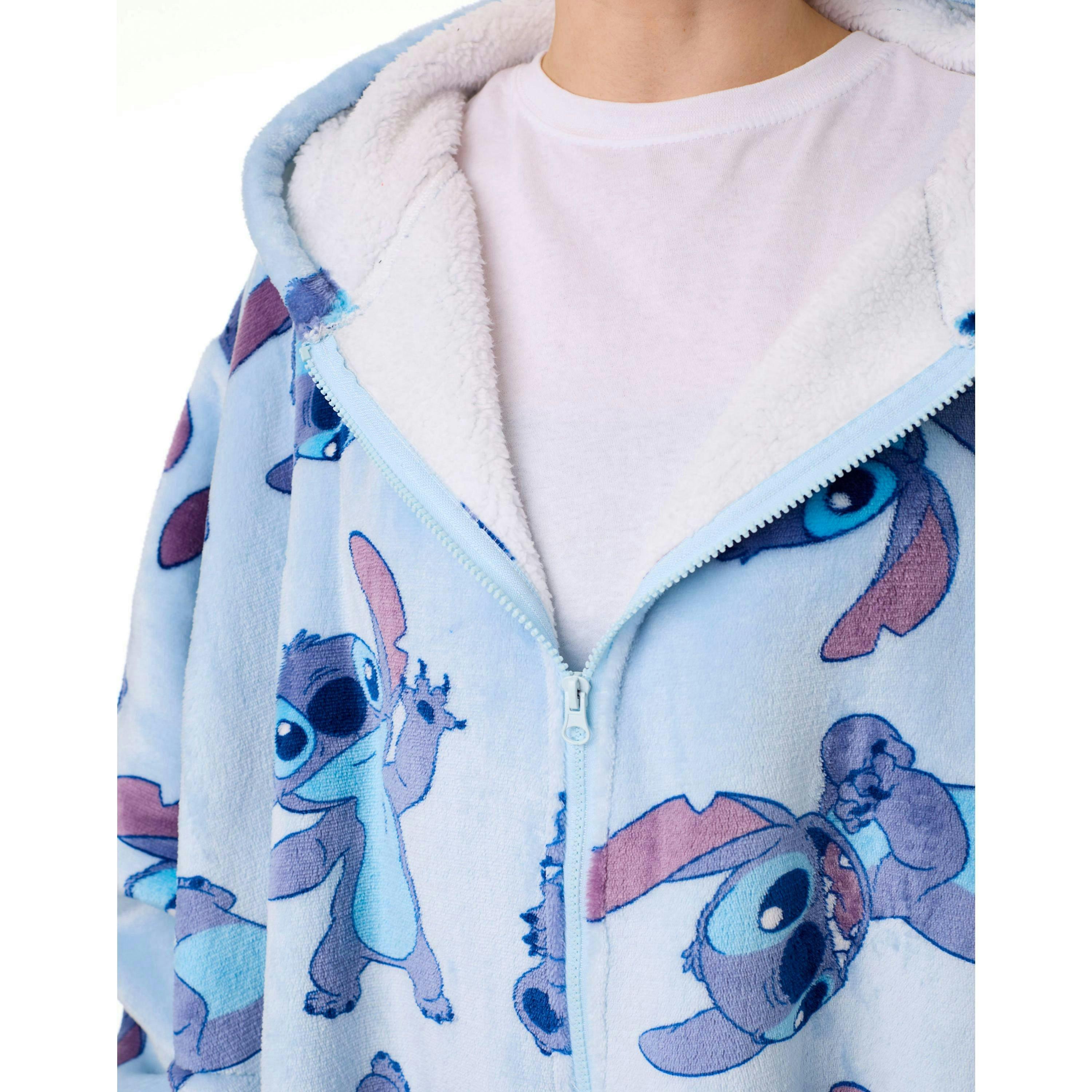 Disney Womens Blue Stitch Character Zip Through Blanket Hoodie (One Size) by Vanilla Underground , view 3 of 5