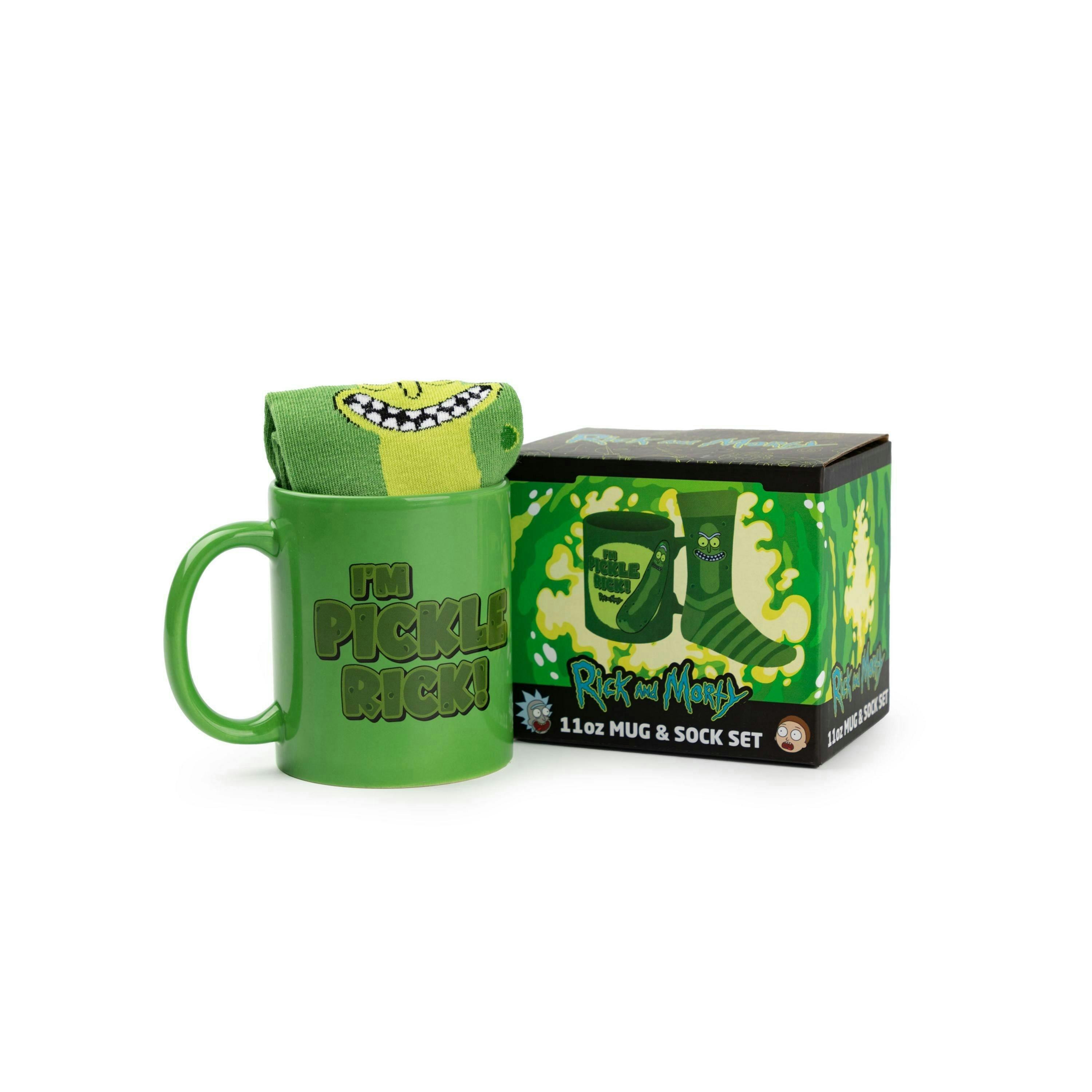 Rick And Morty Mens Green Pickle Rick Mug and Sock Gift Set (One Size) by Vanilla Underground , view 5 of 6