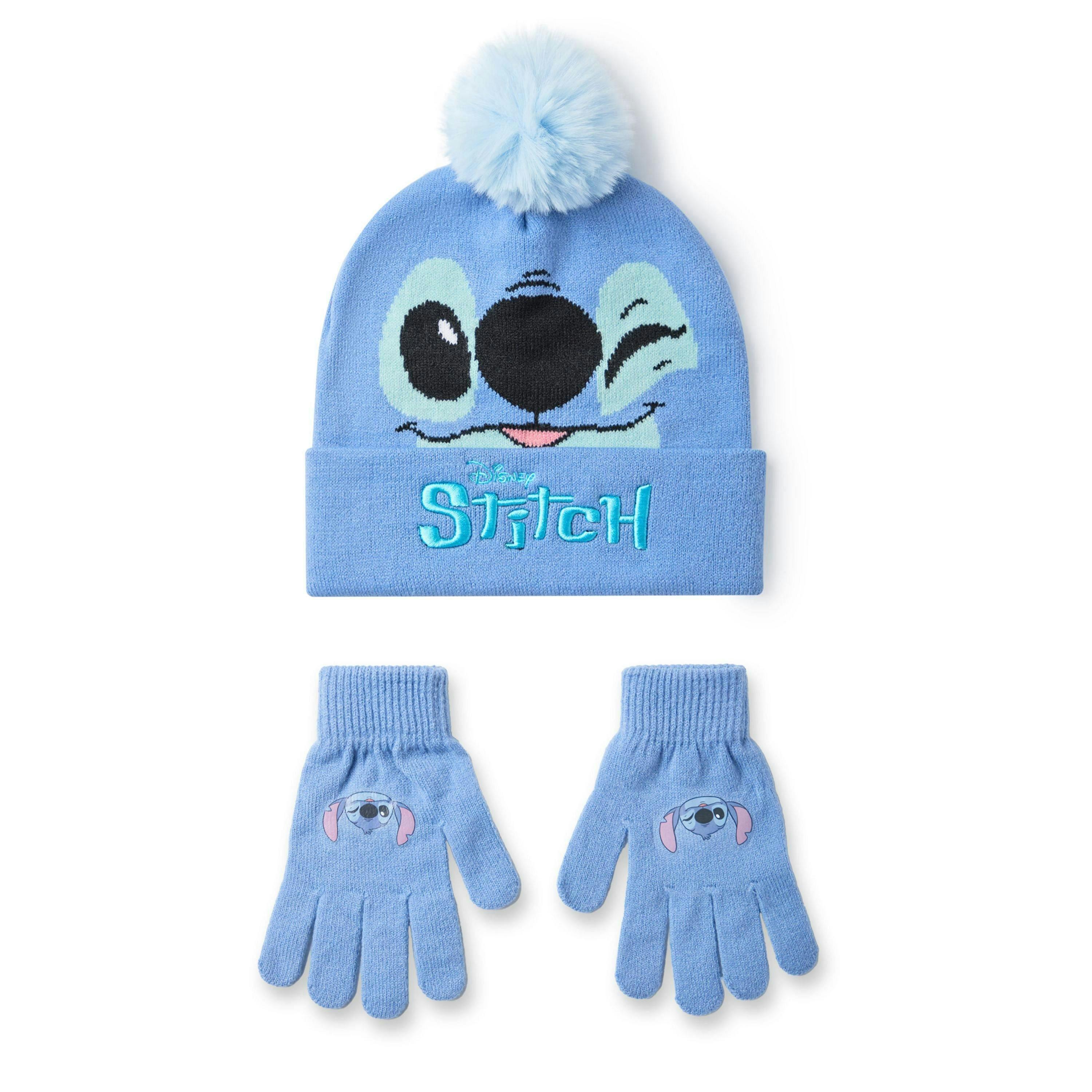 Disney Girls Blue Stitch Character Face Beanie and Gloves Set (One Size) by Vanilla Underground , view 1 of 6