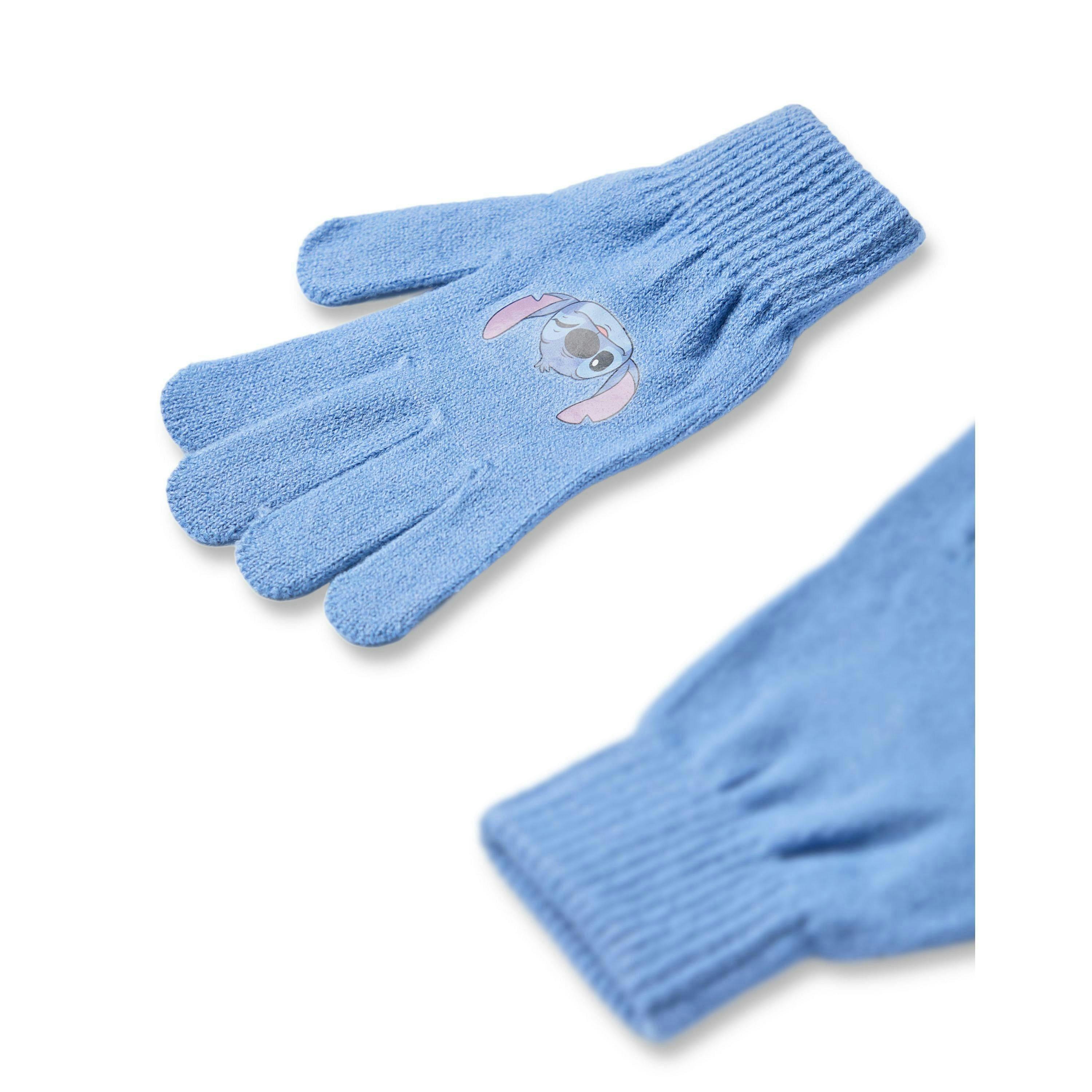 Disney Girls Blue Stitch Character Face Beanie and Gloves Set (One Size) by Vanilla Underground , view 4 of 6