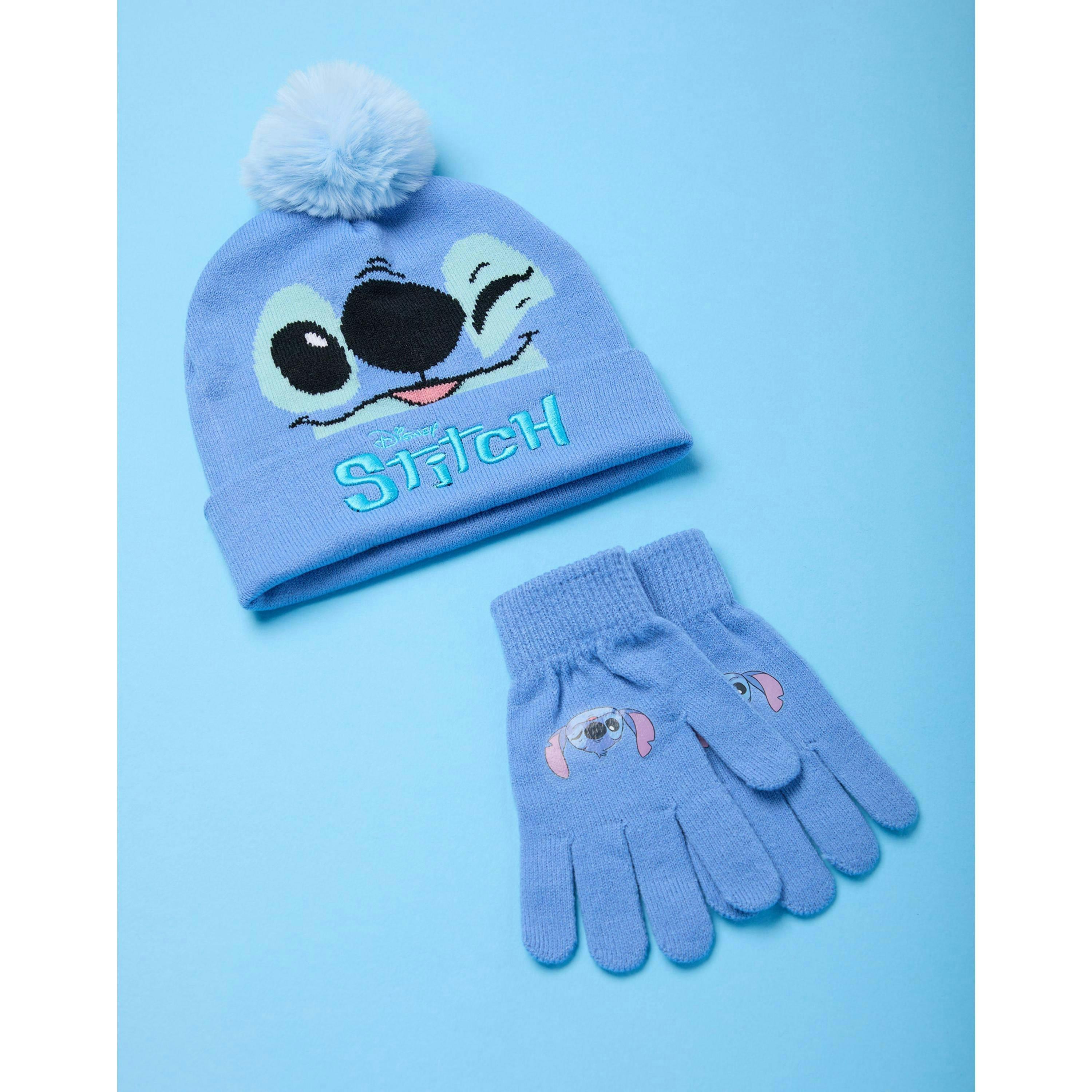 Disney Girls Blue Stitch Character Face Beanie and Gloves Set (One Size) by Vanilla Underground , view 6 of 6