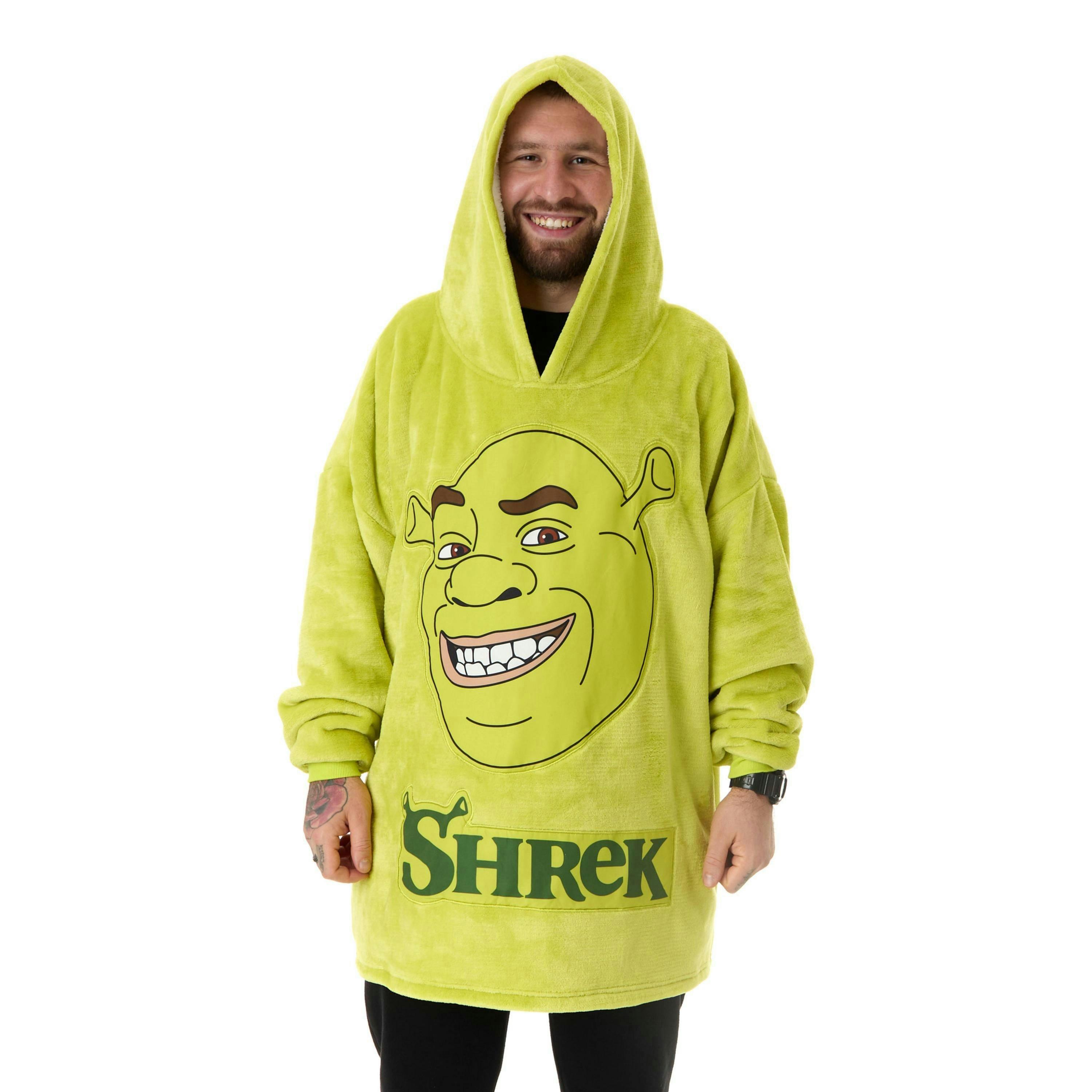 Shrek Unisex Green Character Face Blanket Hoodie (One Size) by Vanilla Underground , view 1 of 6