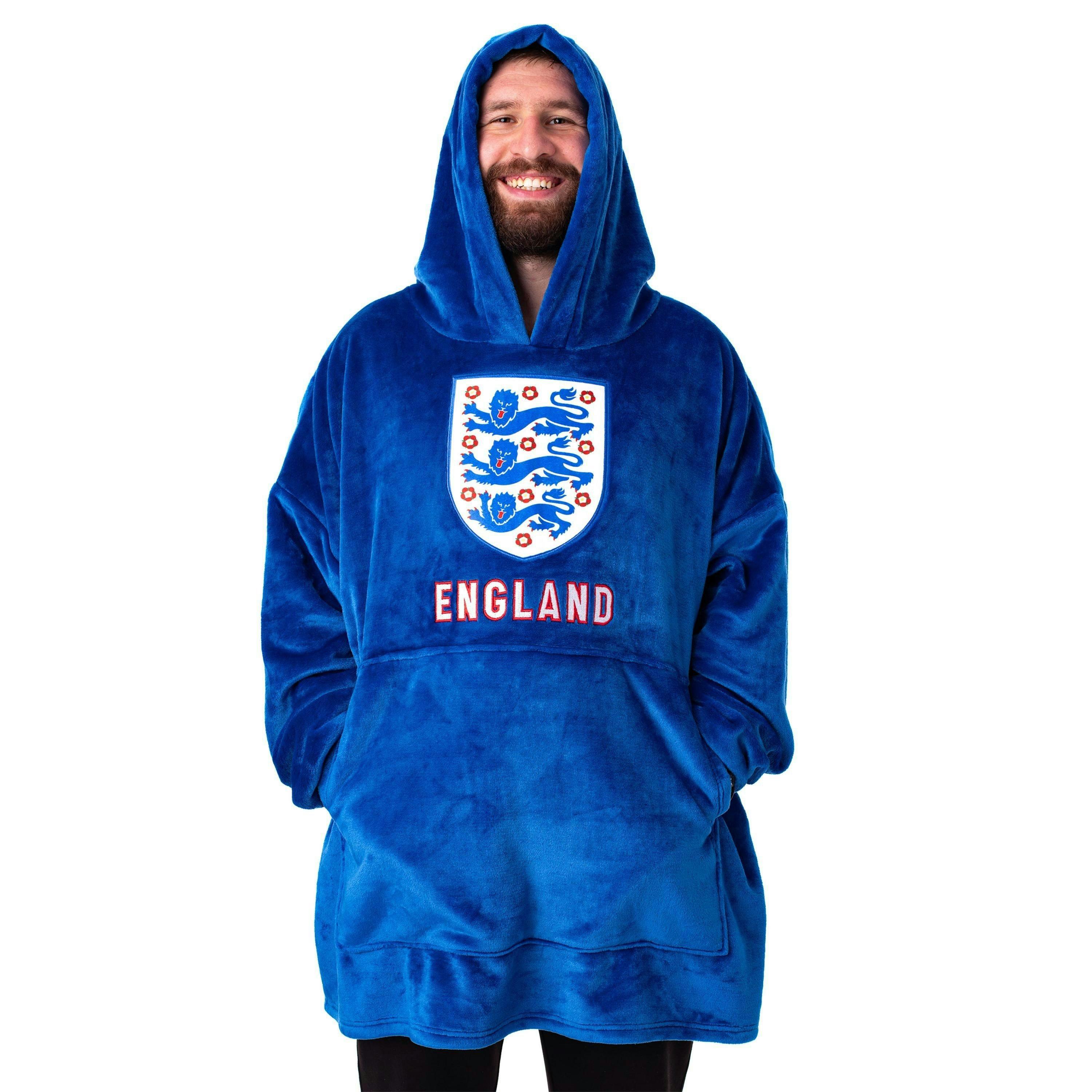 England Mens Blue Logo Blanket Hoodie (One Size) by Vanilla Underground , view 1 of 4