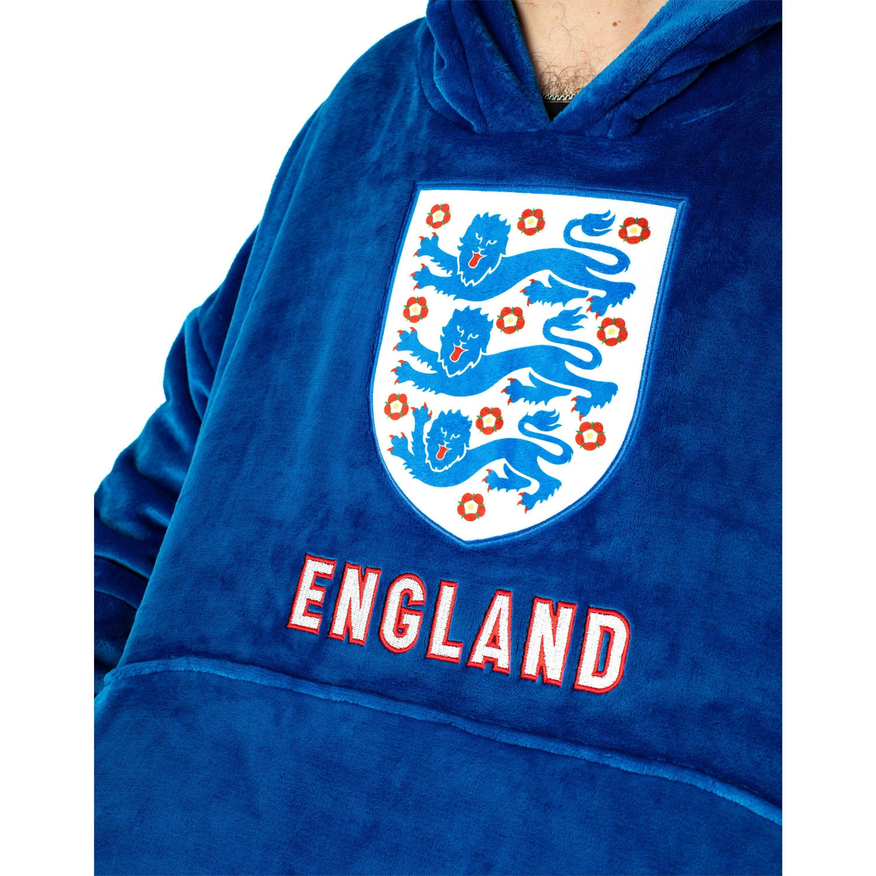 England Mens Blue Logo Blanket Hoodie (One Size) by Vanilla Underground , view 3 of 4