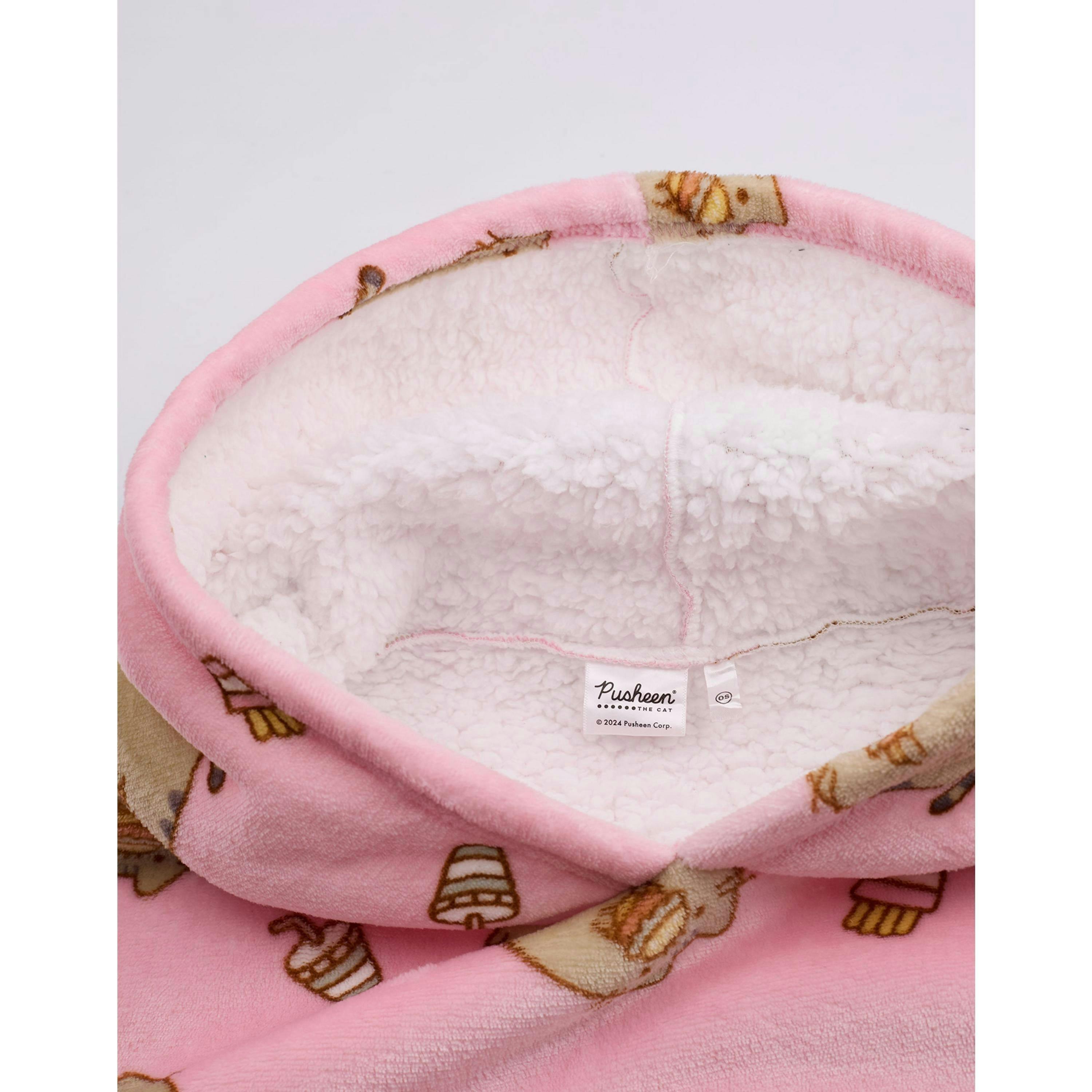 Pusheen Girls Pink Food AOP Blanket Hoodie (One Size) by Vanilla Underground , view 3 of 6