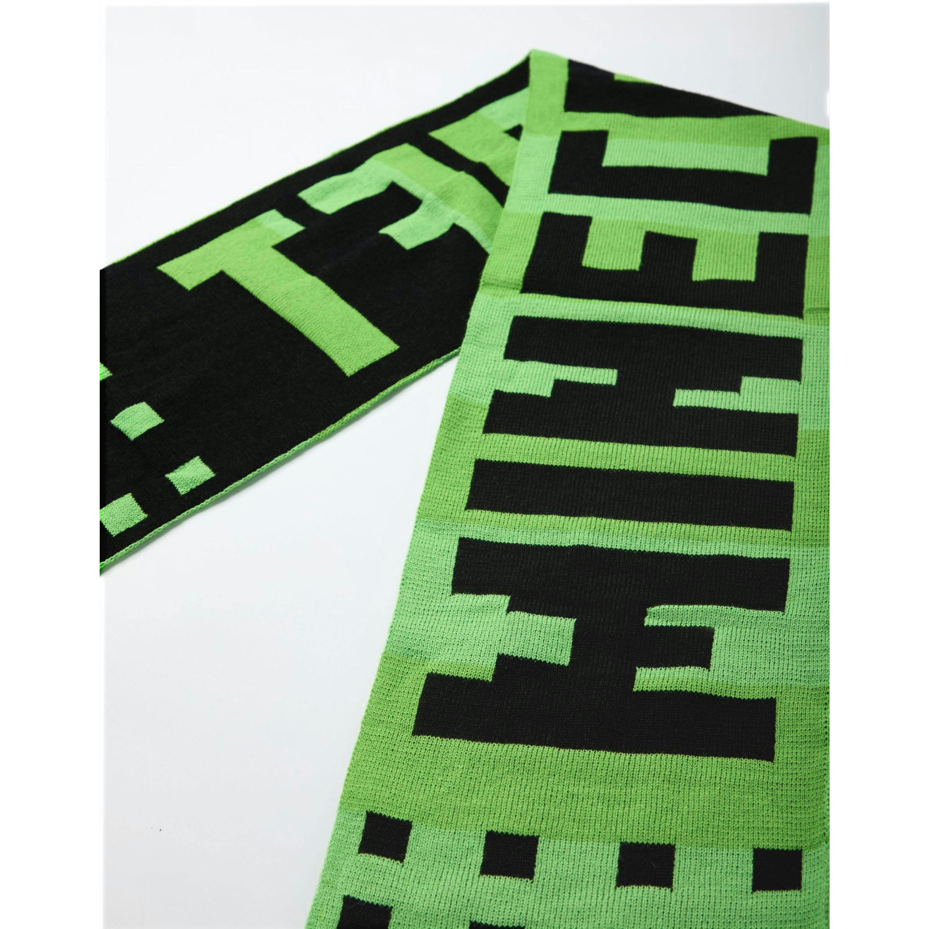 Minecraft Boys Green Creeper Face Beanie , Gloves and Scarf Set (One Size) by Vanilla Underground , view 6 of 6