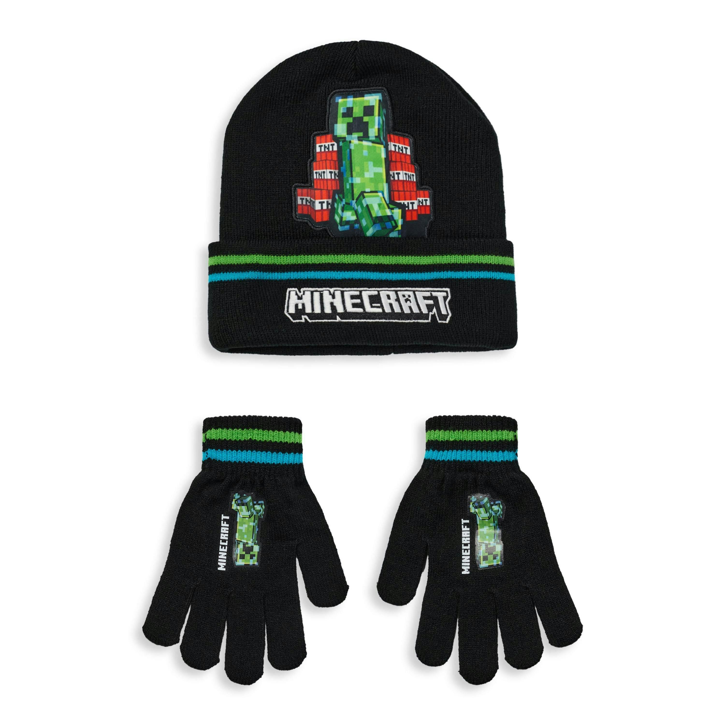 Minecraft Boys Black Creeper & TNT Beanie and Gloves Set (One Size) by Vanilla Underground , view 1 of 6