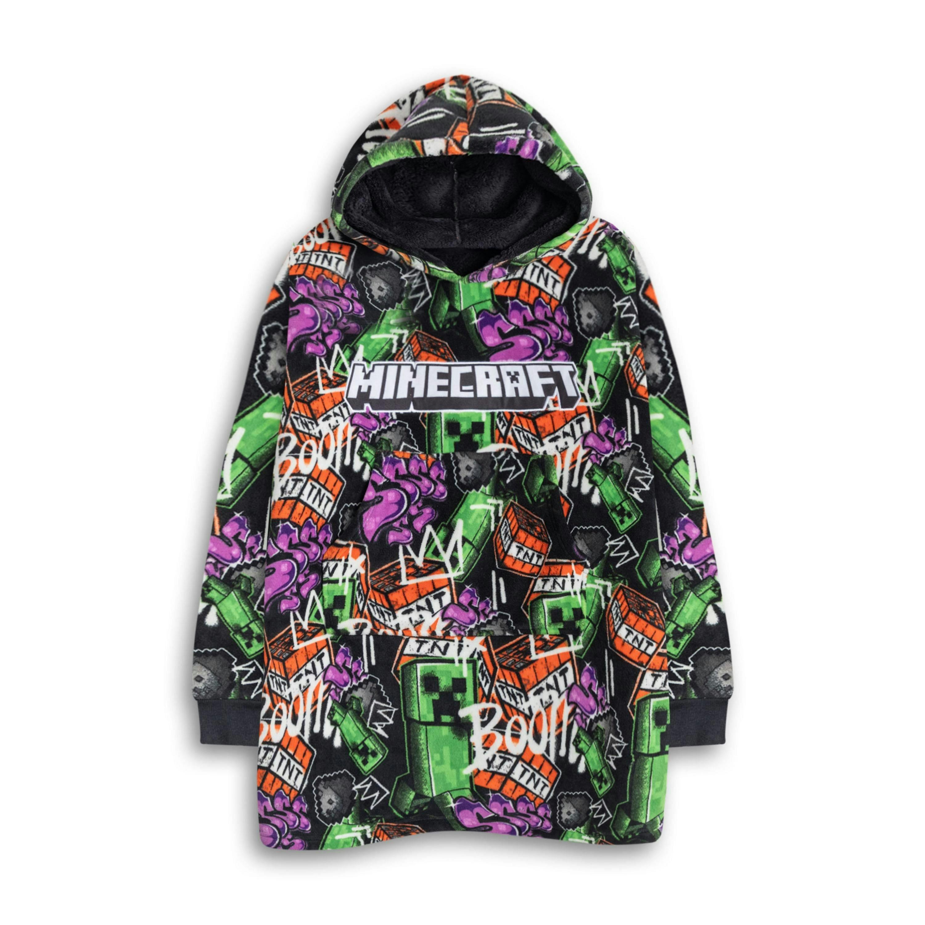 Minecraft Boys Multicoloured Creeper Blanket Hoodie (One Size) by Vanilla Underground , view 1 of 6