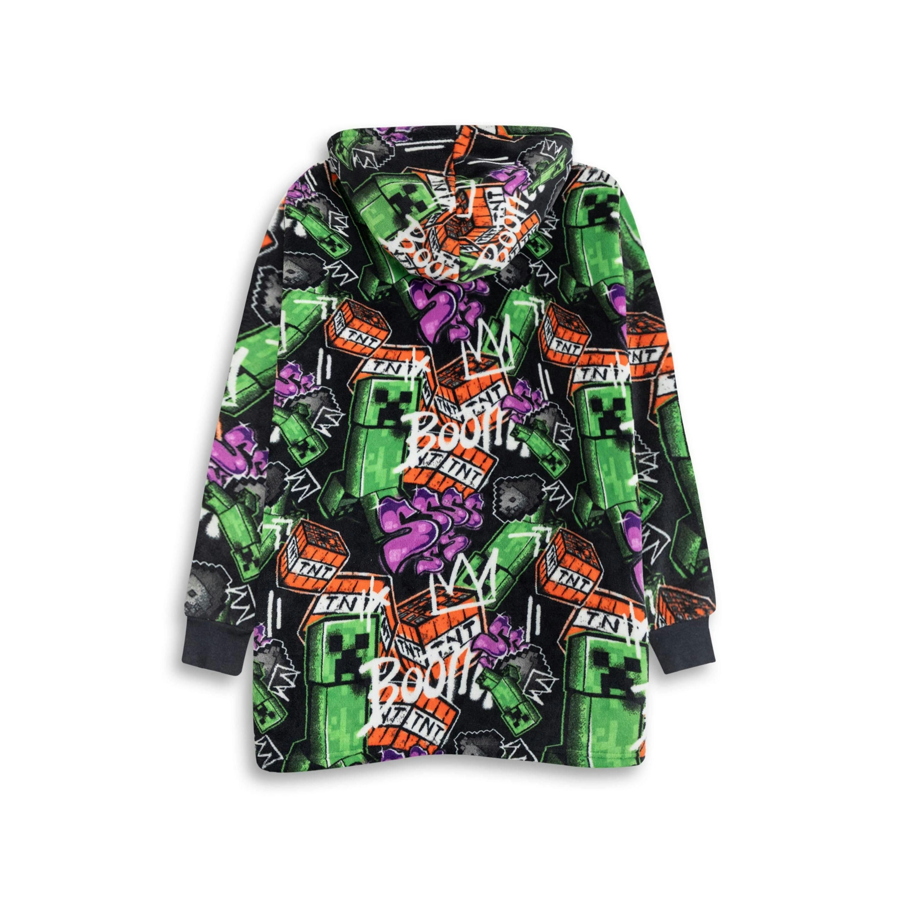 Minecraft Boys Multicoloured Creeper Blanket Hoodie (One Size) by Vanilla Underground , view 2 of 6