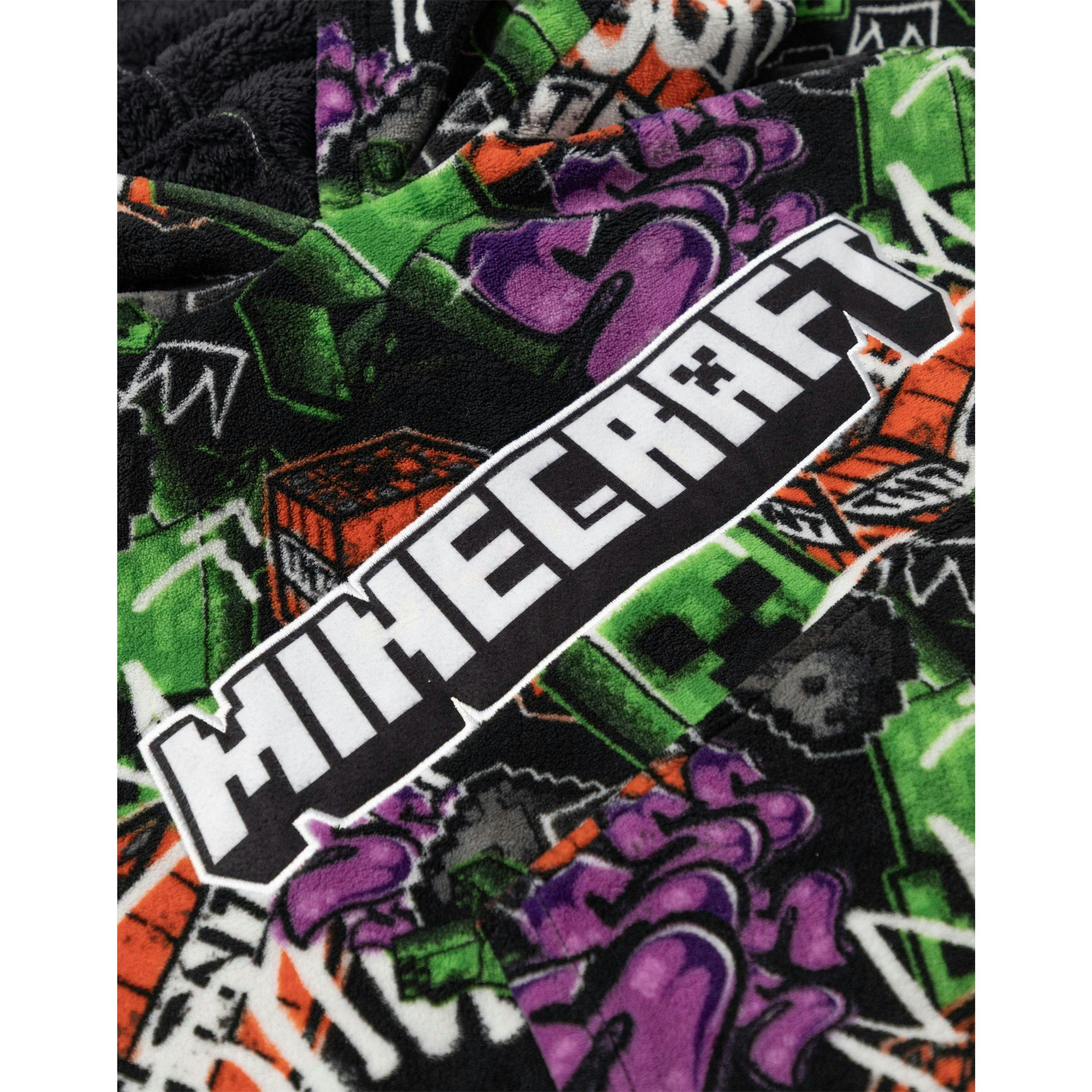 Minecraft Boys Multicoloured Creeper Blanket Hoodie (One Size) by Vanilla Underground , view 4 of 6