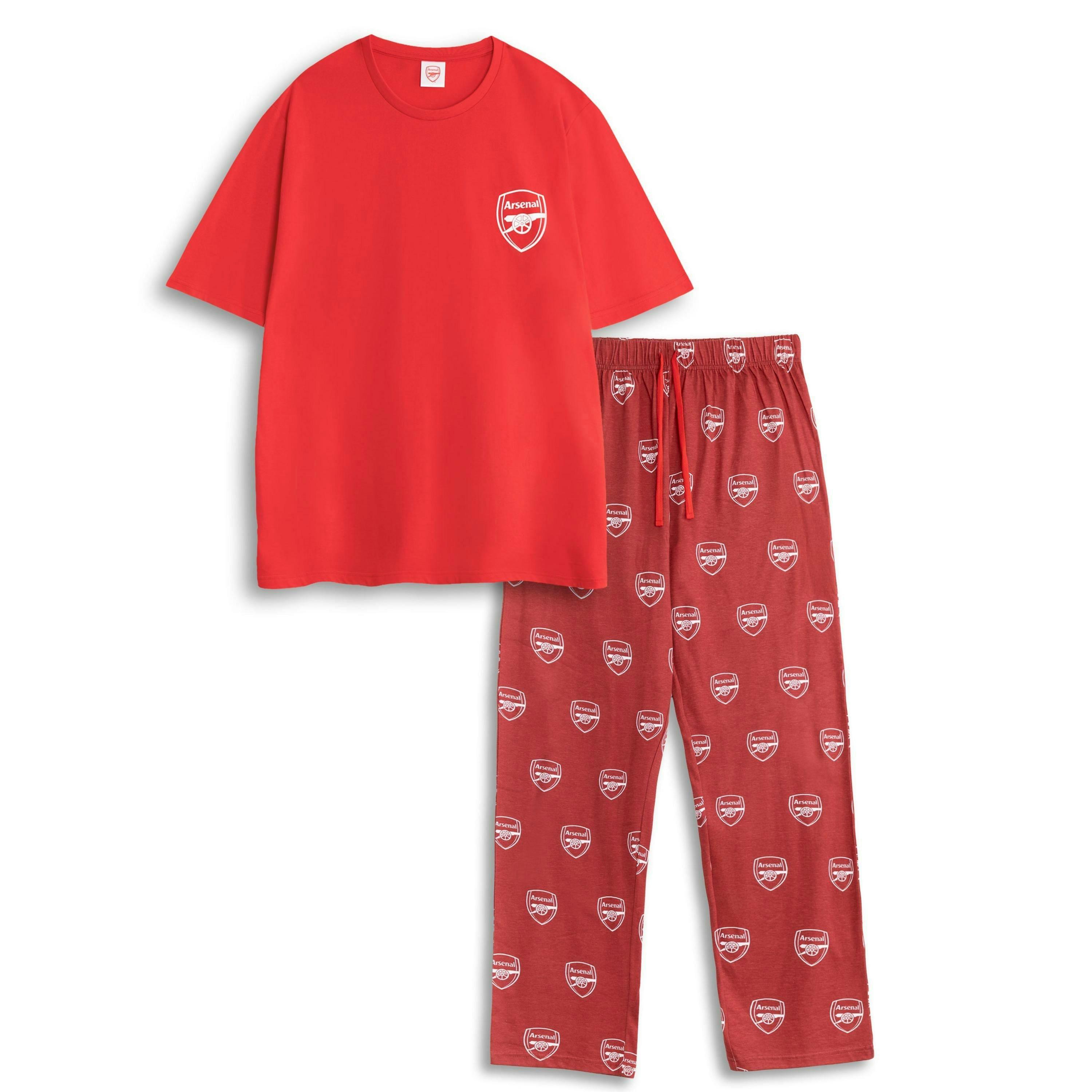 Arsenal Mens Red Logo Short Sleeve Long Leg Pyjama Set by Vanilla Underground , view 1 of 6