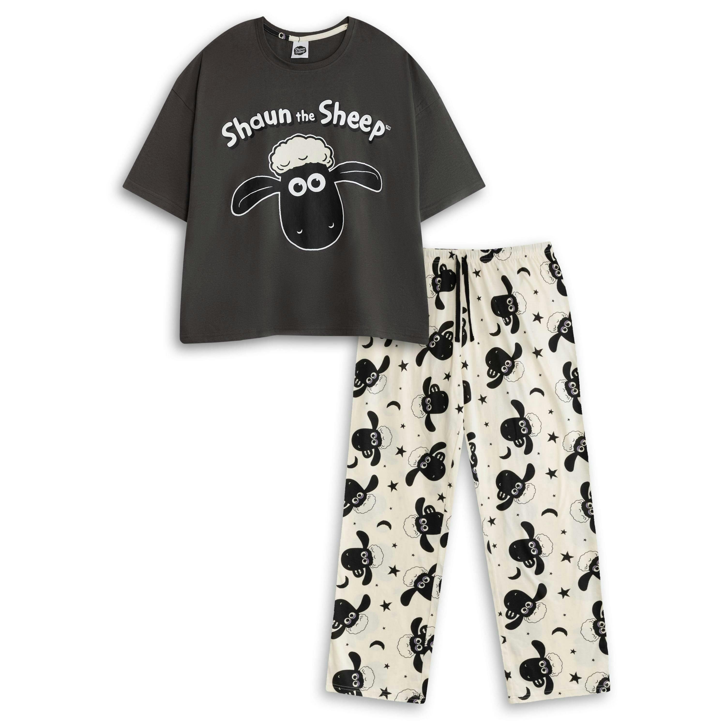 Shaun The Sheep Womens Grey Character Short Sleeve Long Leg Pyjama Set by Vanilla Underground , view 1 of 6