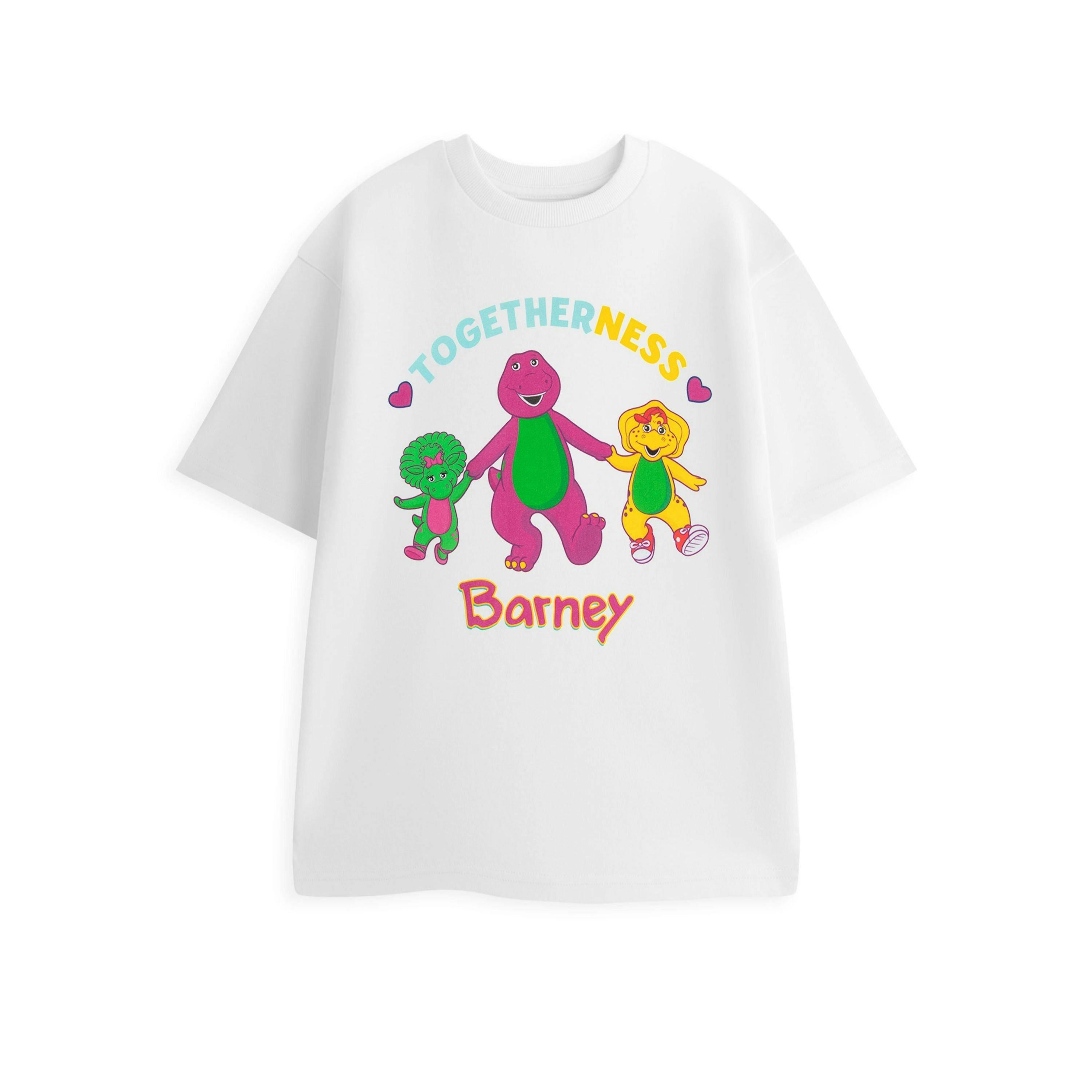 Barney Womens White Togetherness Short Sleeved T-Shirt by Vanilla Underground , view 1 of 4