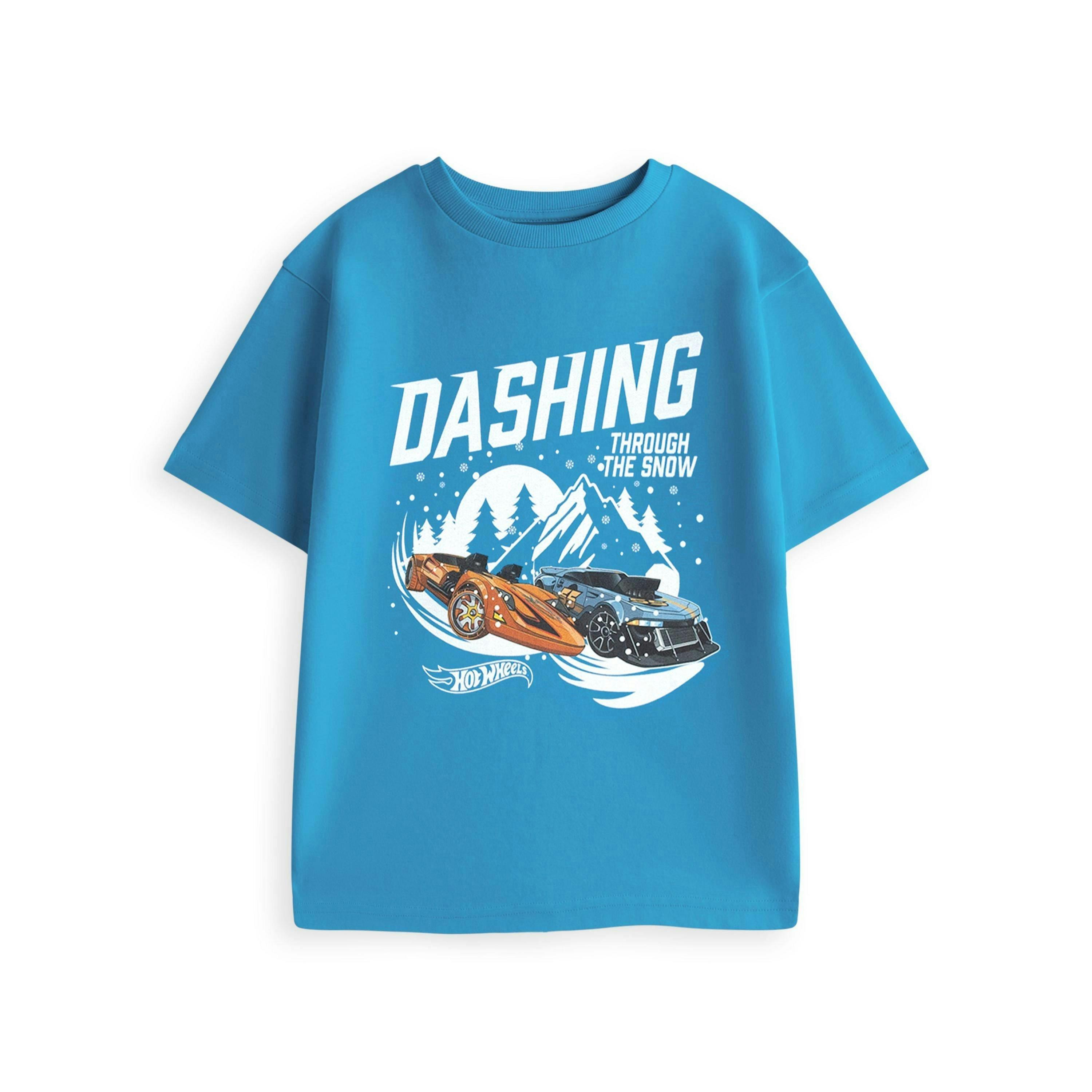 Hot Wheels Boys Blue Dashing Short Sleeved T-Shirt by Vanilla Underground , view 1 of 4
