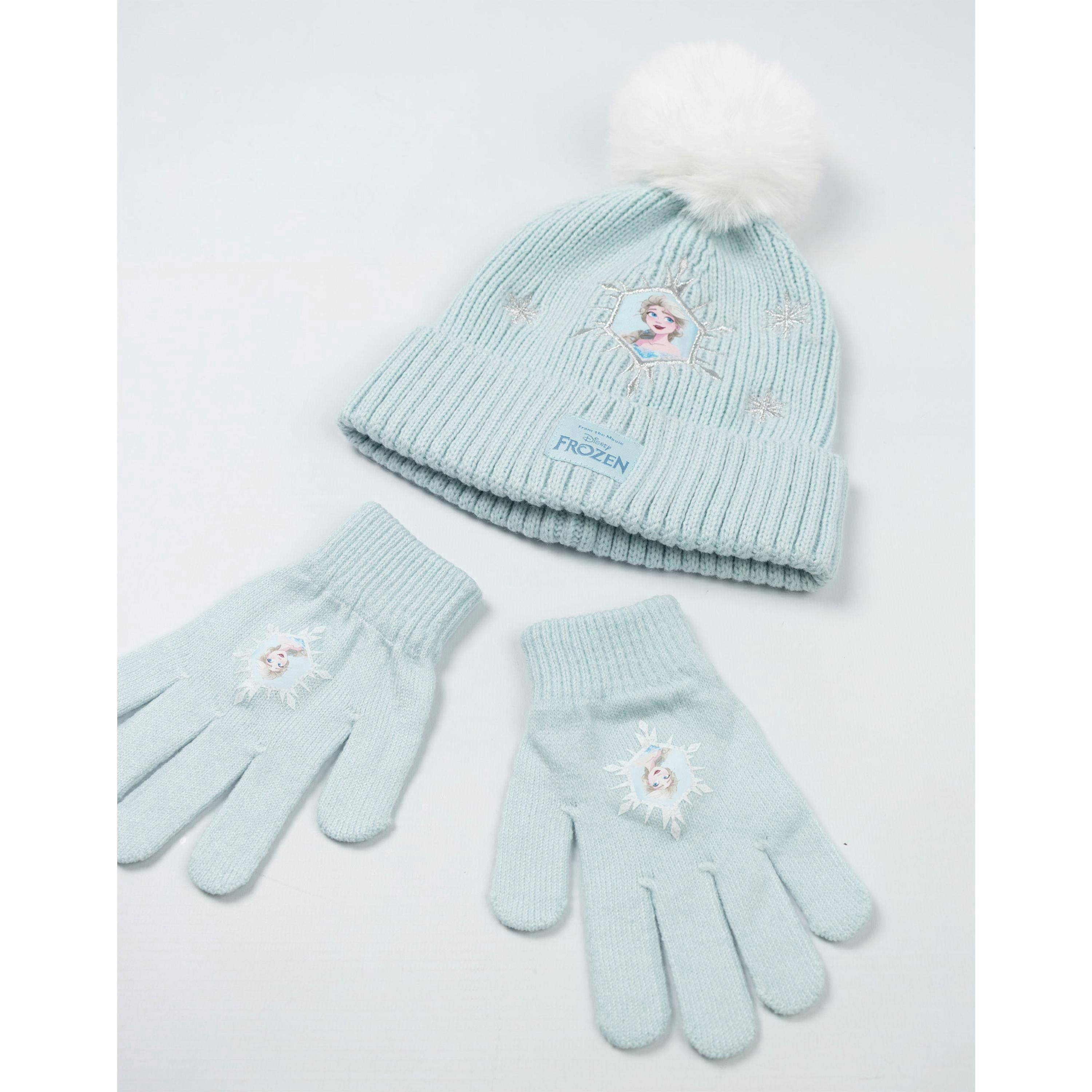 Disney Girls Blue Frozen Beanie and Gloves Set (One Size) by Vanilla Underground , view 2 of 6