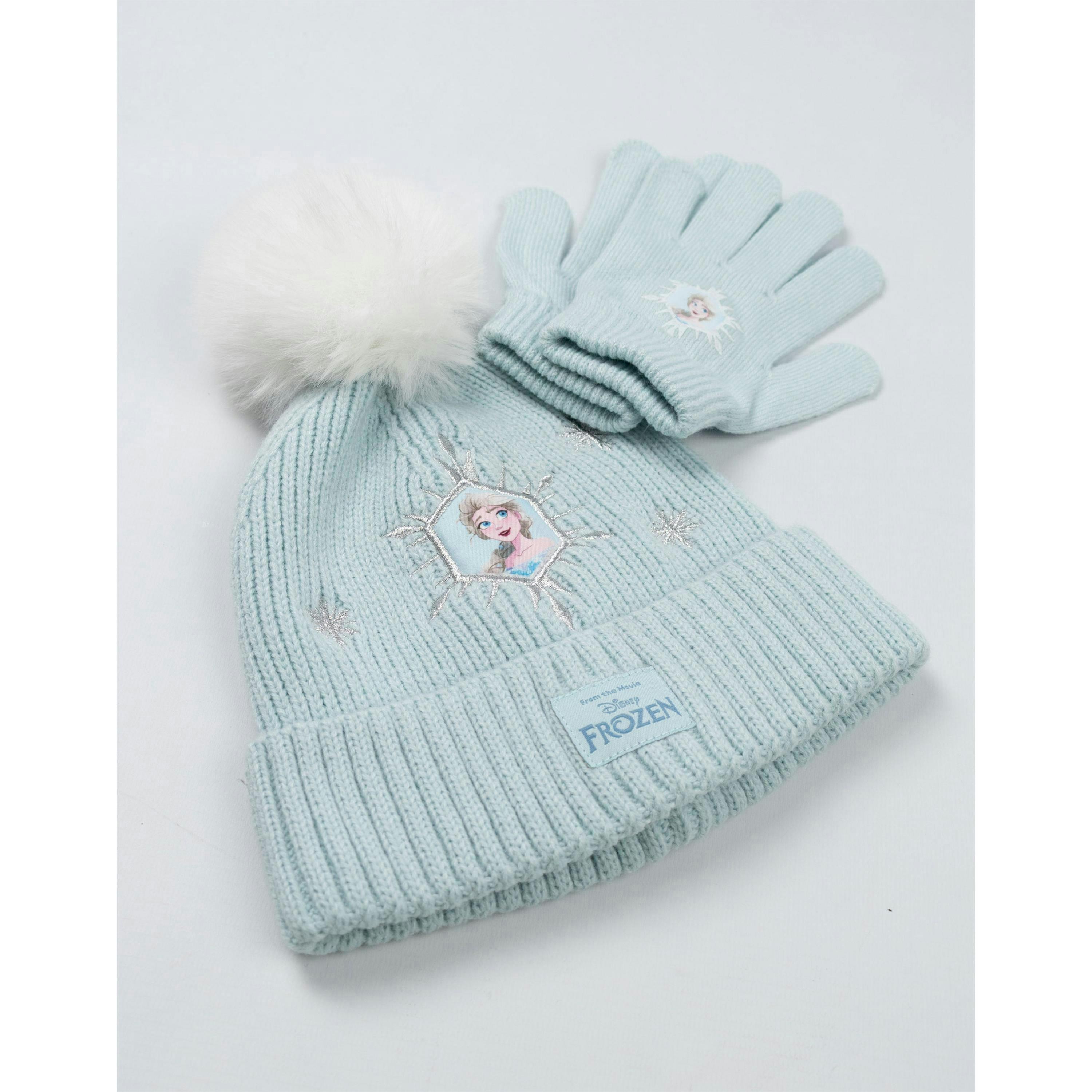 Disney Girls Blue Frozen Beanie and Gloves Set (One Size) by Vanilla Underground , view 3 of 6