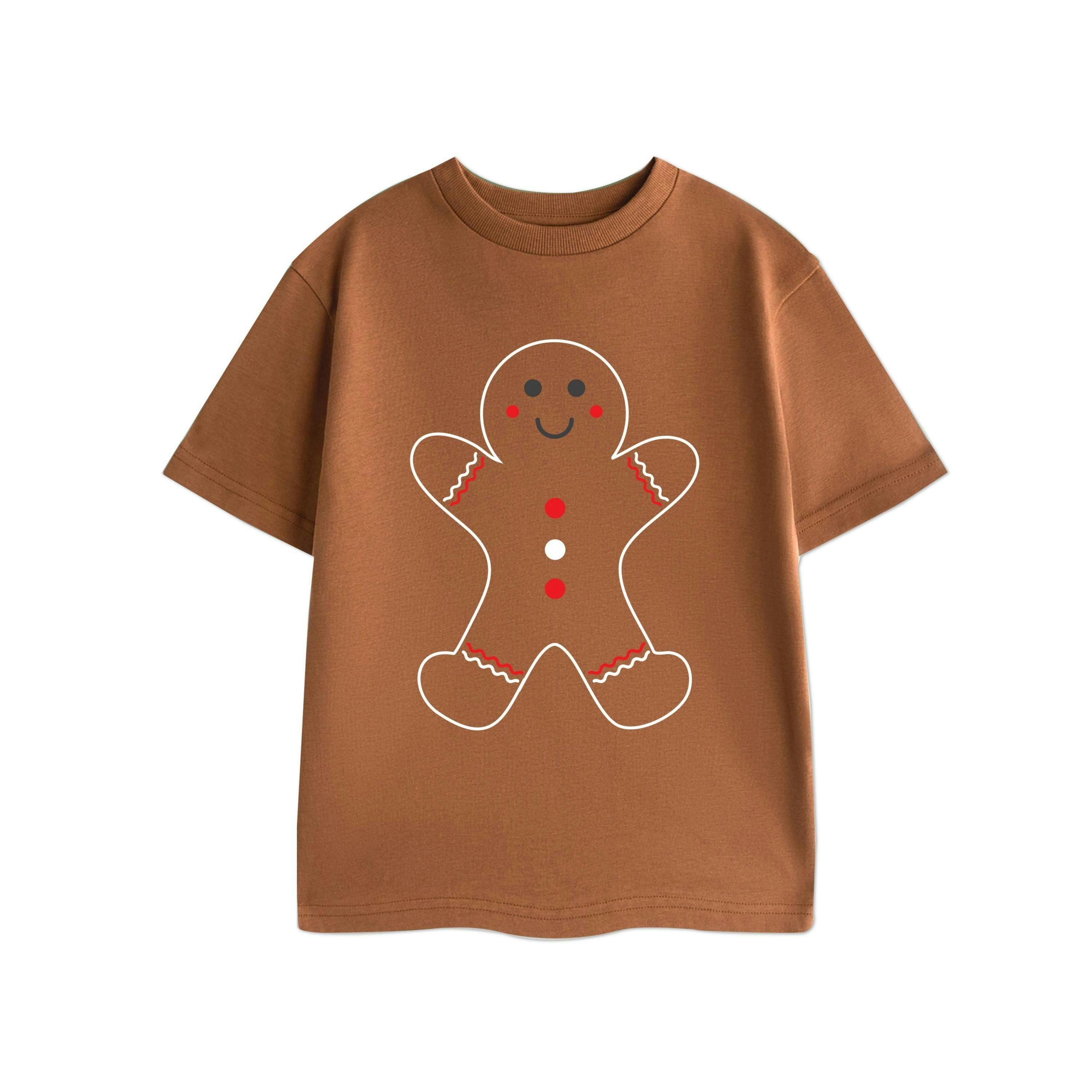 Show Me The Merch Unisex Brown Gingerbread Outline Short Sleeved T-Shirt by Vanilla Underground , view 1 of 1