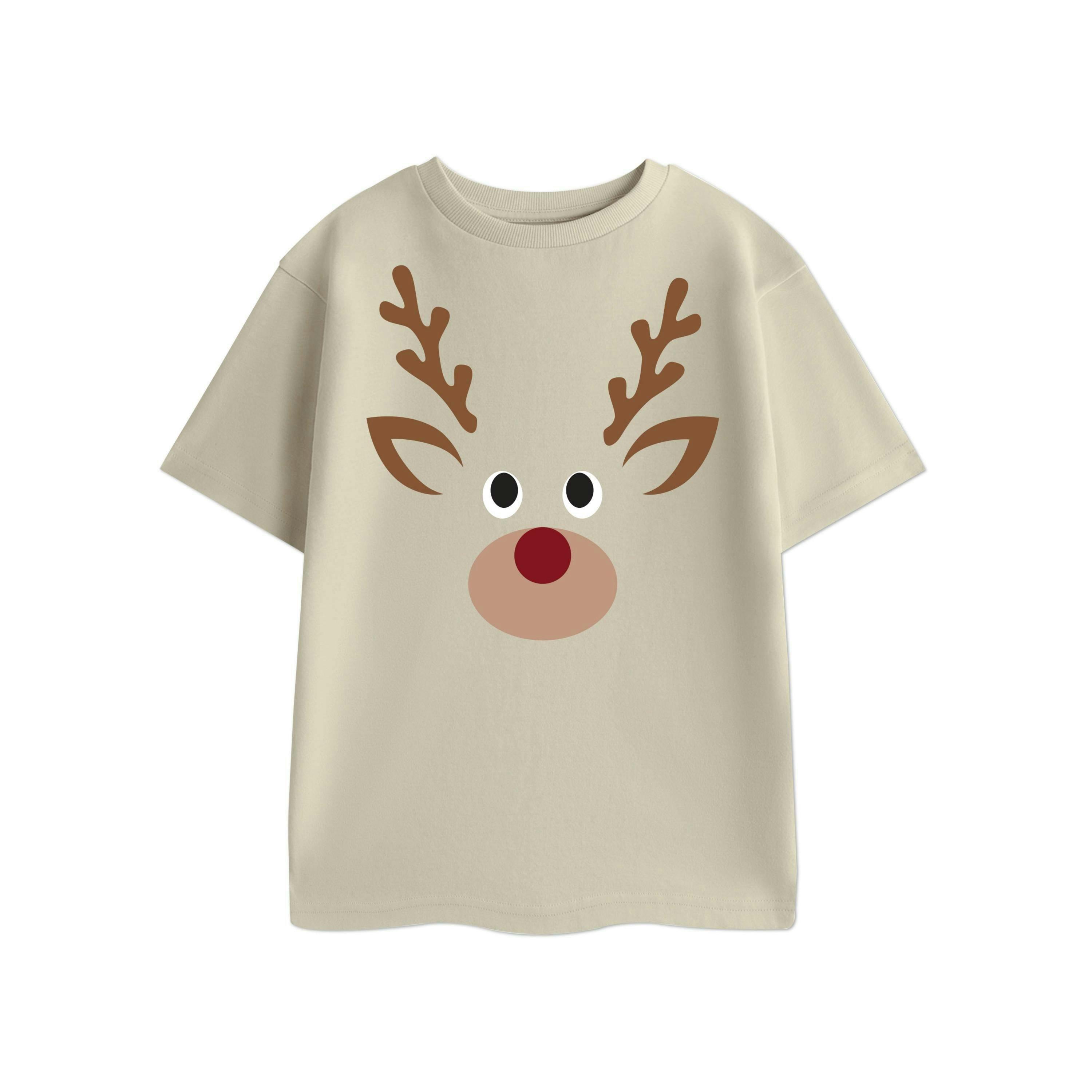 Show Me The Merch Unisex Beige Reindeer Short Sleeved T-Shirt by Vanilla Underground , view 1 of 1