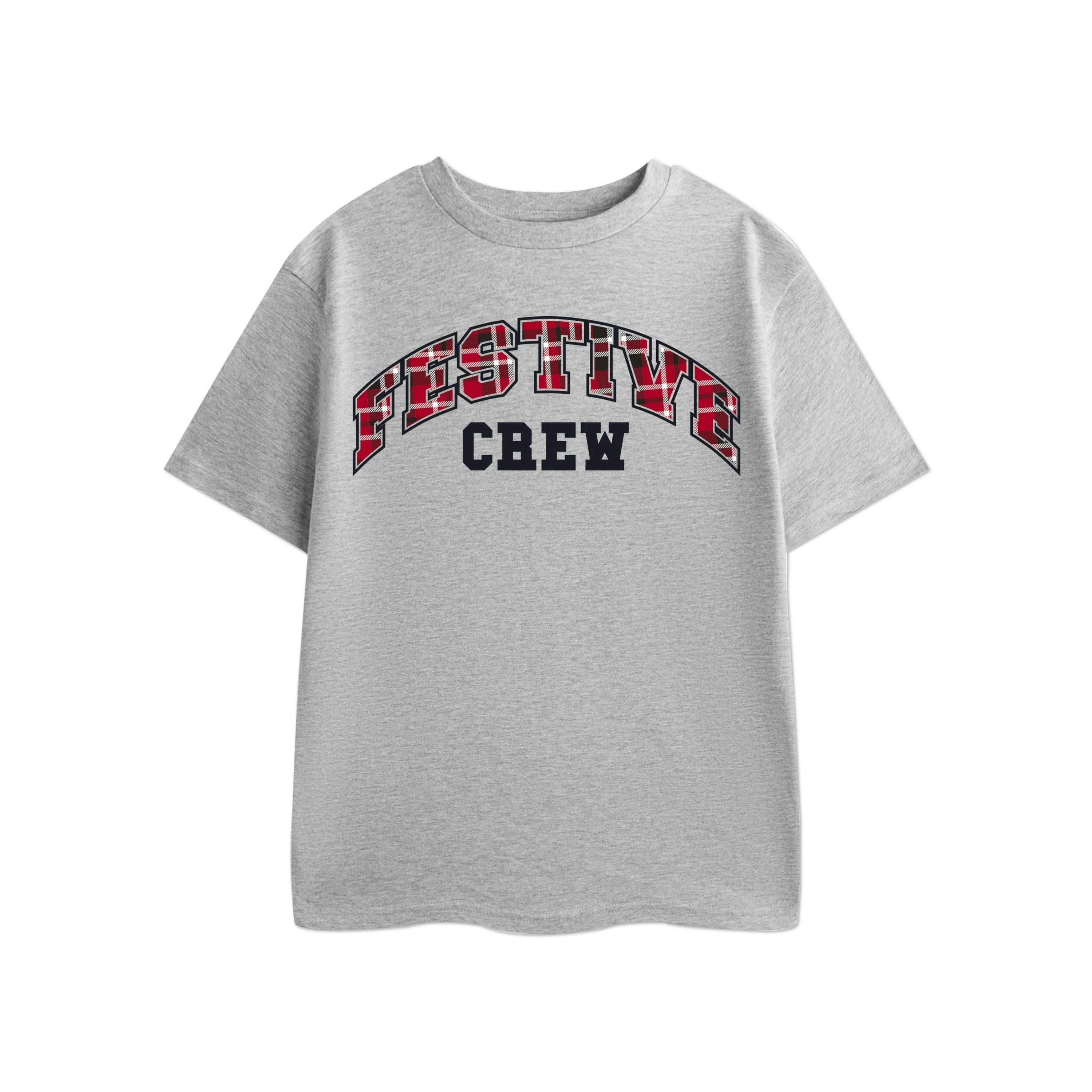 Show Me The Merch Unisex Grey Festive Crew Grey Short Sleeved T-Shirt by Vanilla Underground , view 1 of 1