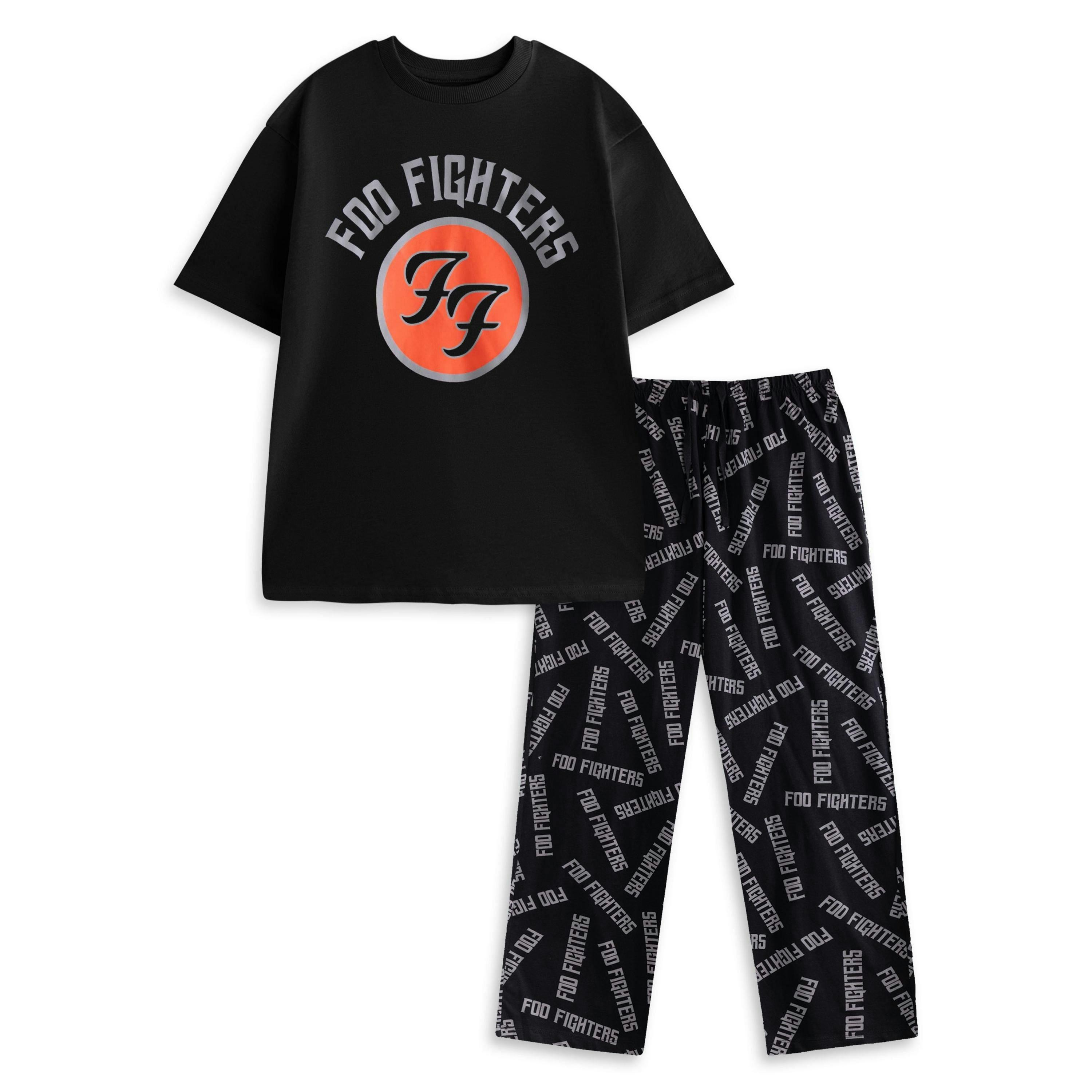 Foo Fighters Mens Black Logo Short Sleeve Long Leg Pyjama Set by Vanilla Underground , view 1 of 6