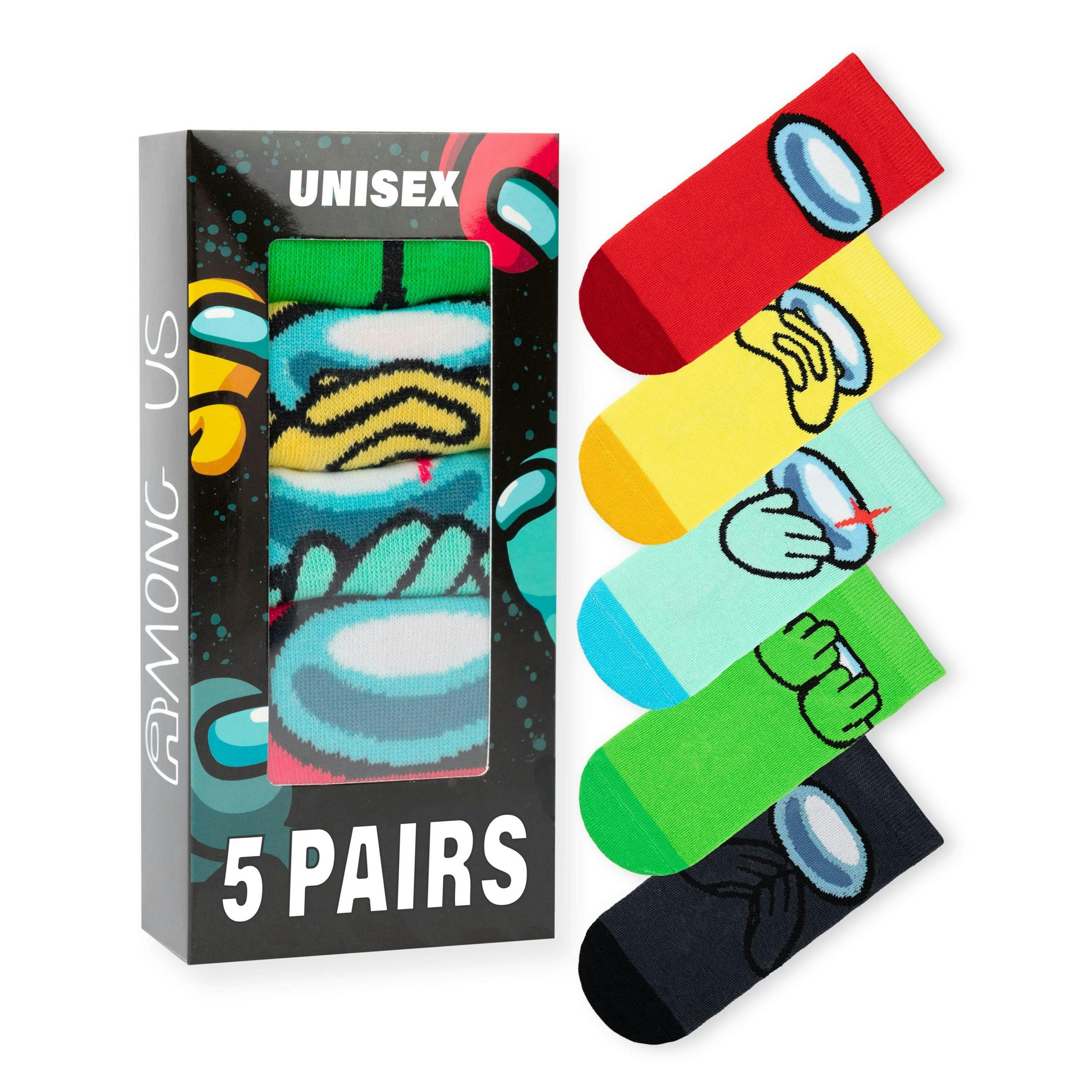 Among Us Boys Multicoloured Character Calf Socks Set of 5 by Vanilla Underground , view 1 of 6