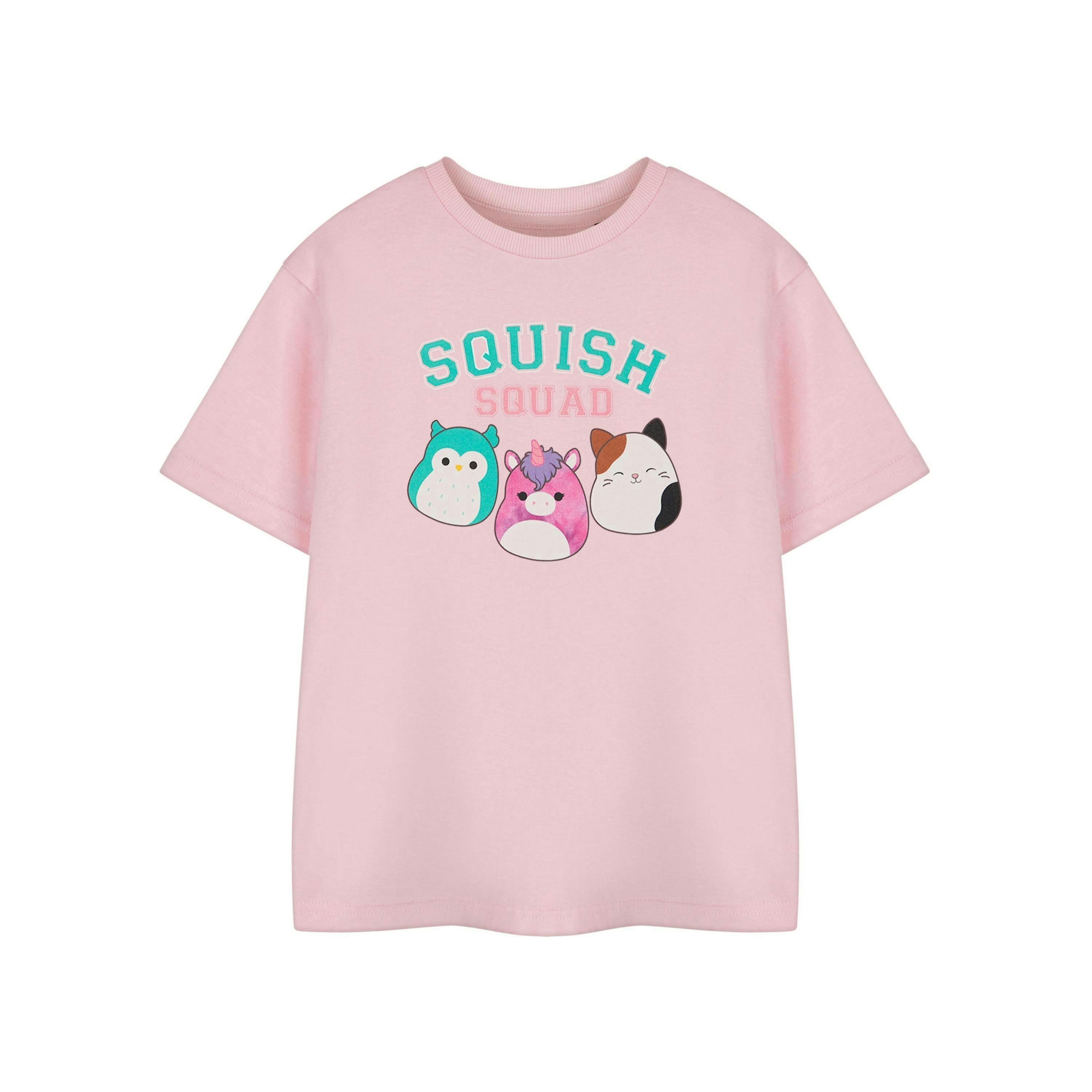 Squishmallows Girls Pink Squad Short Sleeved T-Shirt by Vanilla Underground , view 1 of 3