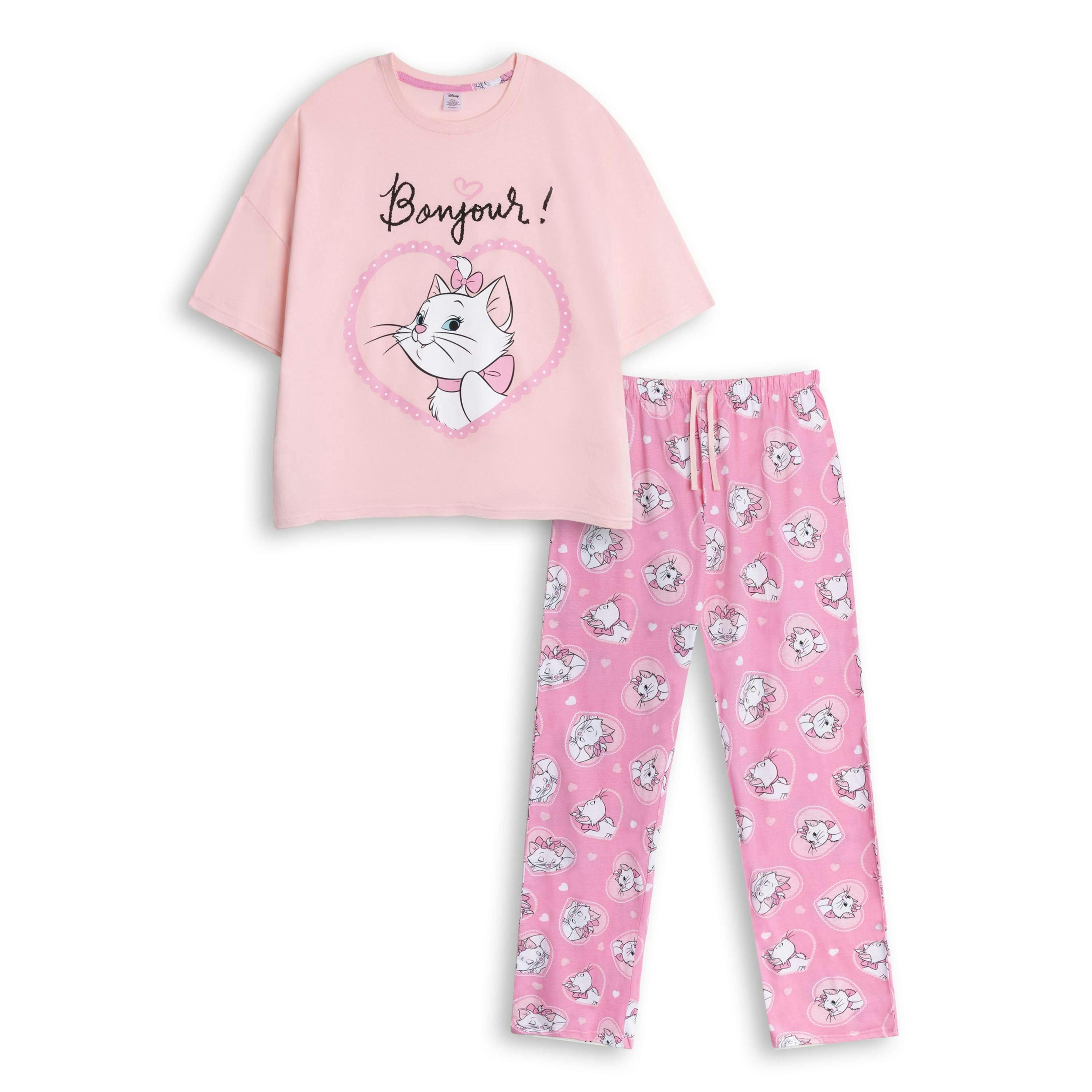 Disney Womens Pink Marie Short Sleeve Long Leg Pyjama Set by Vanilla Underground , view 1 of 6