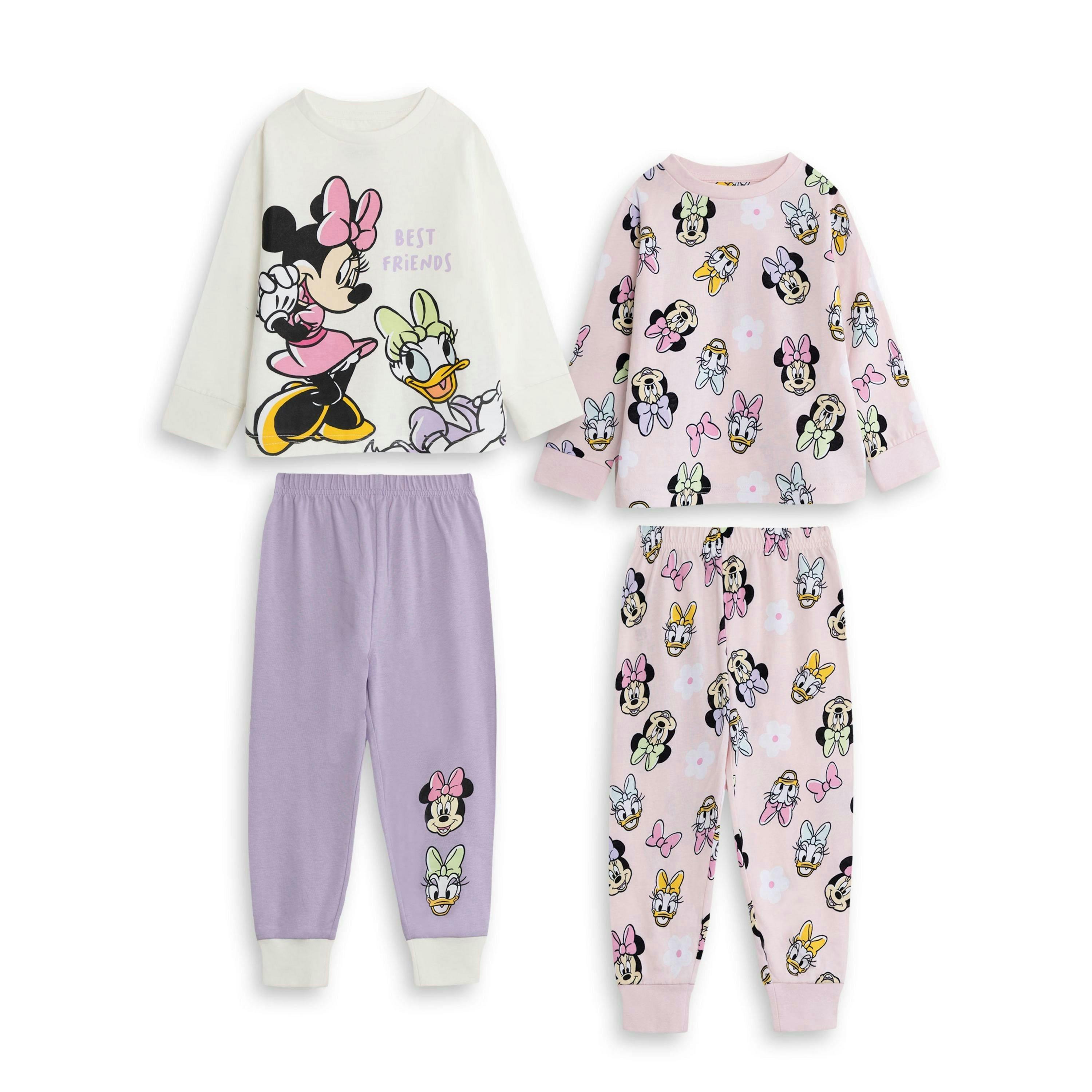 Disney Girls Multicoloured Minnie Mouse Multi-Pack of 2 Long Sleeve Long Leg Pyjama Set by Vanilla Underground , view 1 of 6