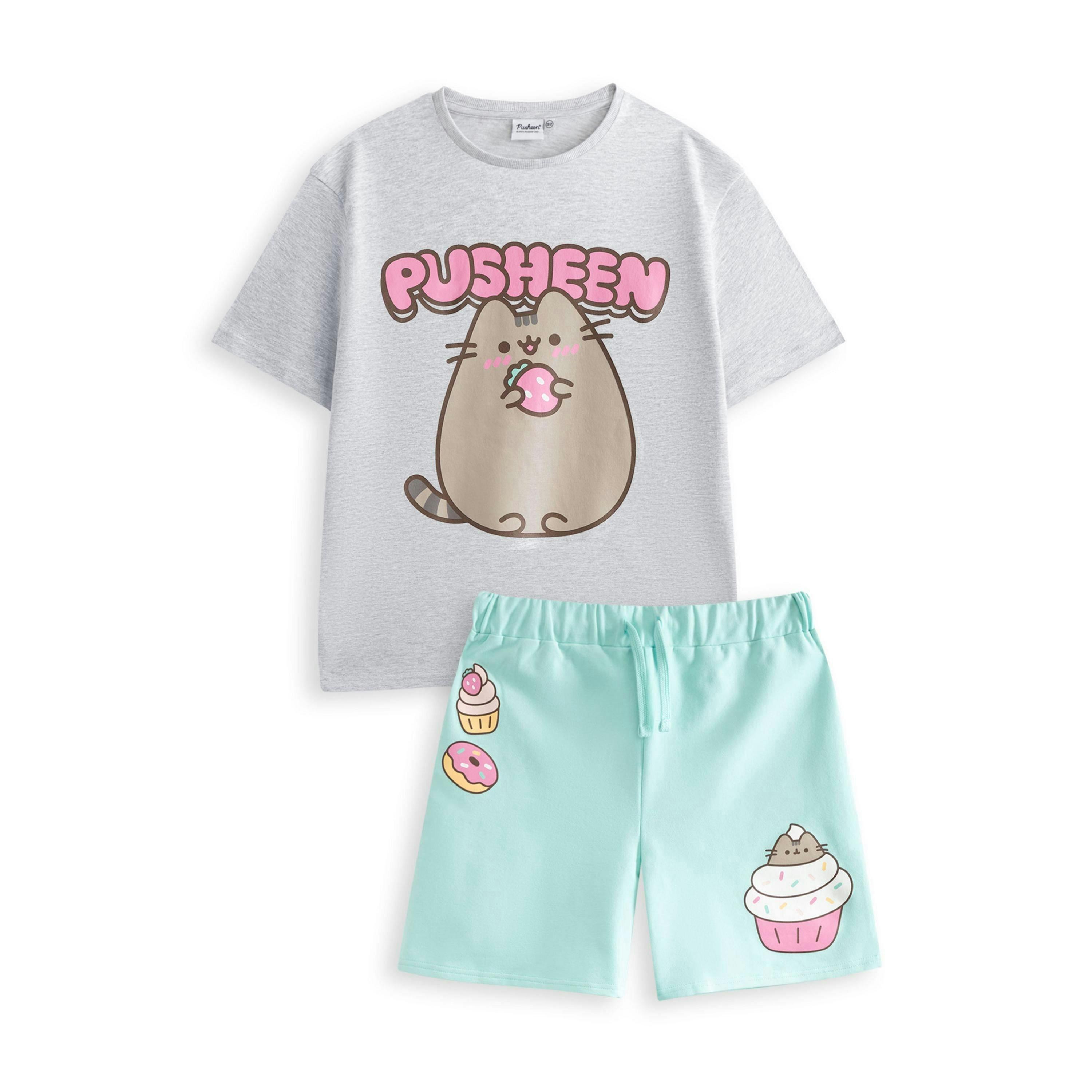 Pusheen Girls Grey Sweet Bubble T-Shirt and Shorts Set by Vanilla Underground , view 1 of 6