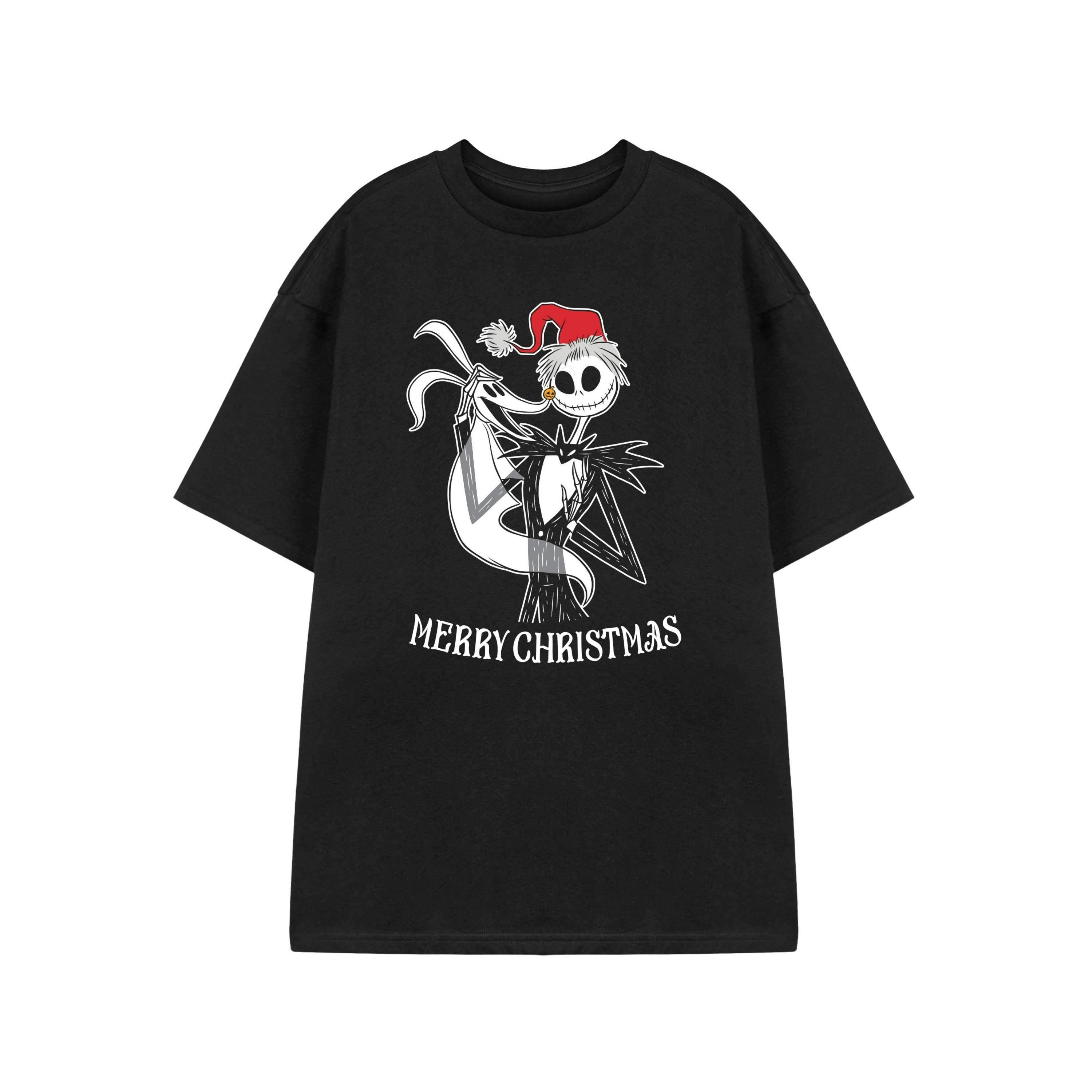 Disney Unisex Black Merry Christmas Short Sleeved T-Shirt by Vanilla Underground , view 1 of 3