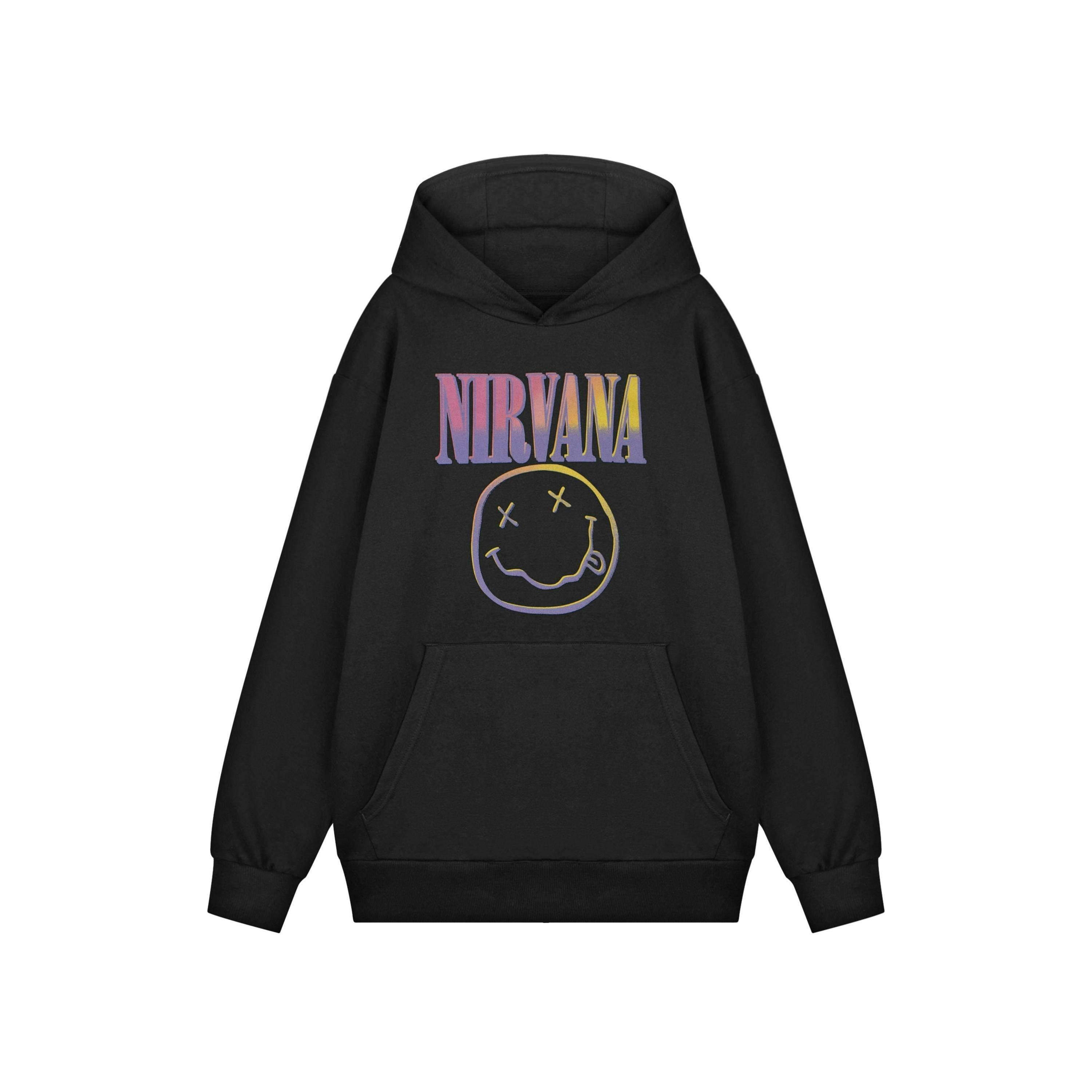 Nirvana Unisex Black Sunset Logo Adults Hoodie by Vanilla Underground , view 1 of 3