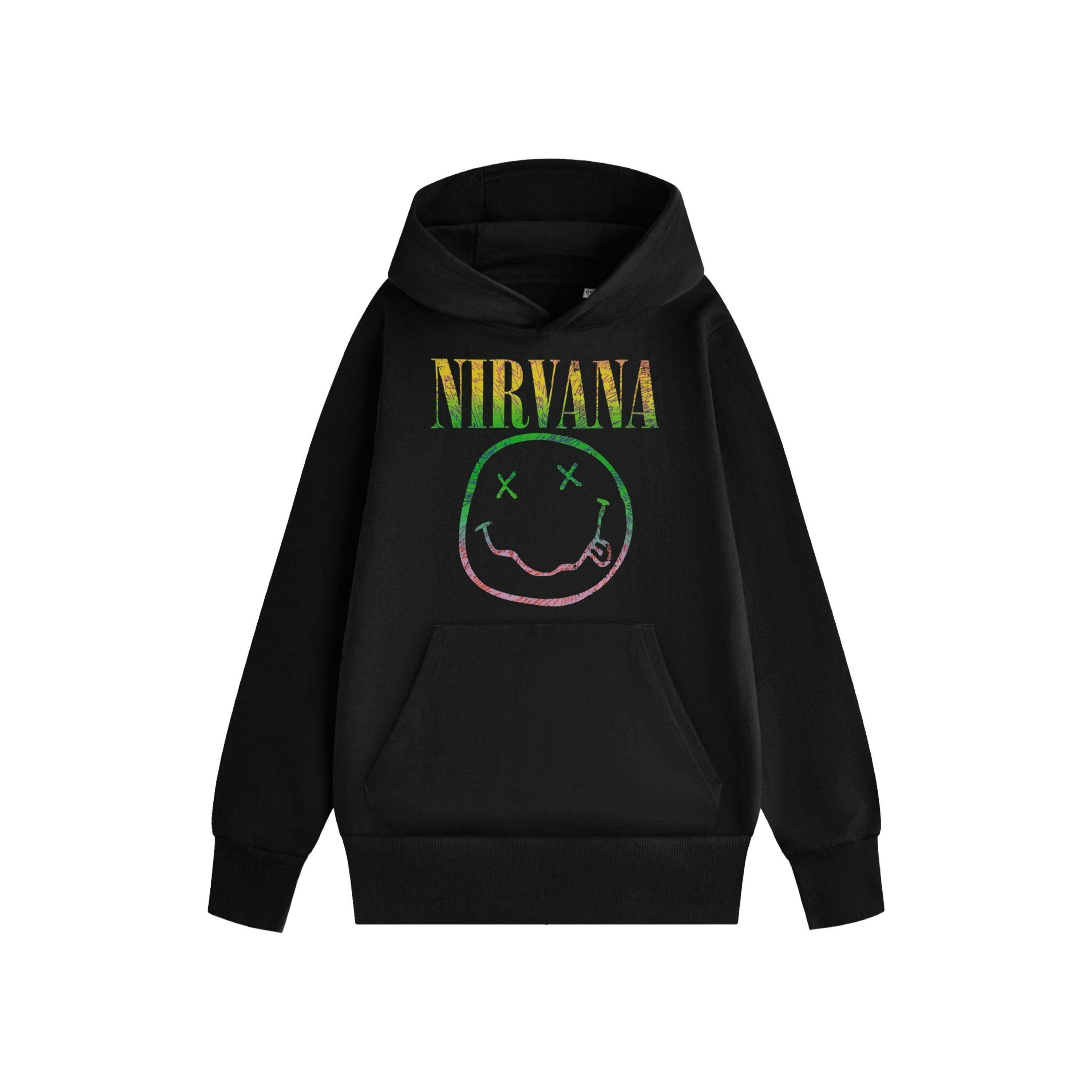 Nirvana Unisex Black Rainbow Hoodie by Vanilla Underground , view 1 of 5