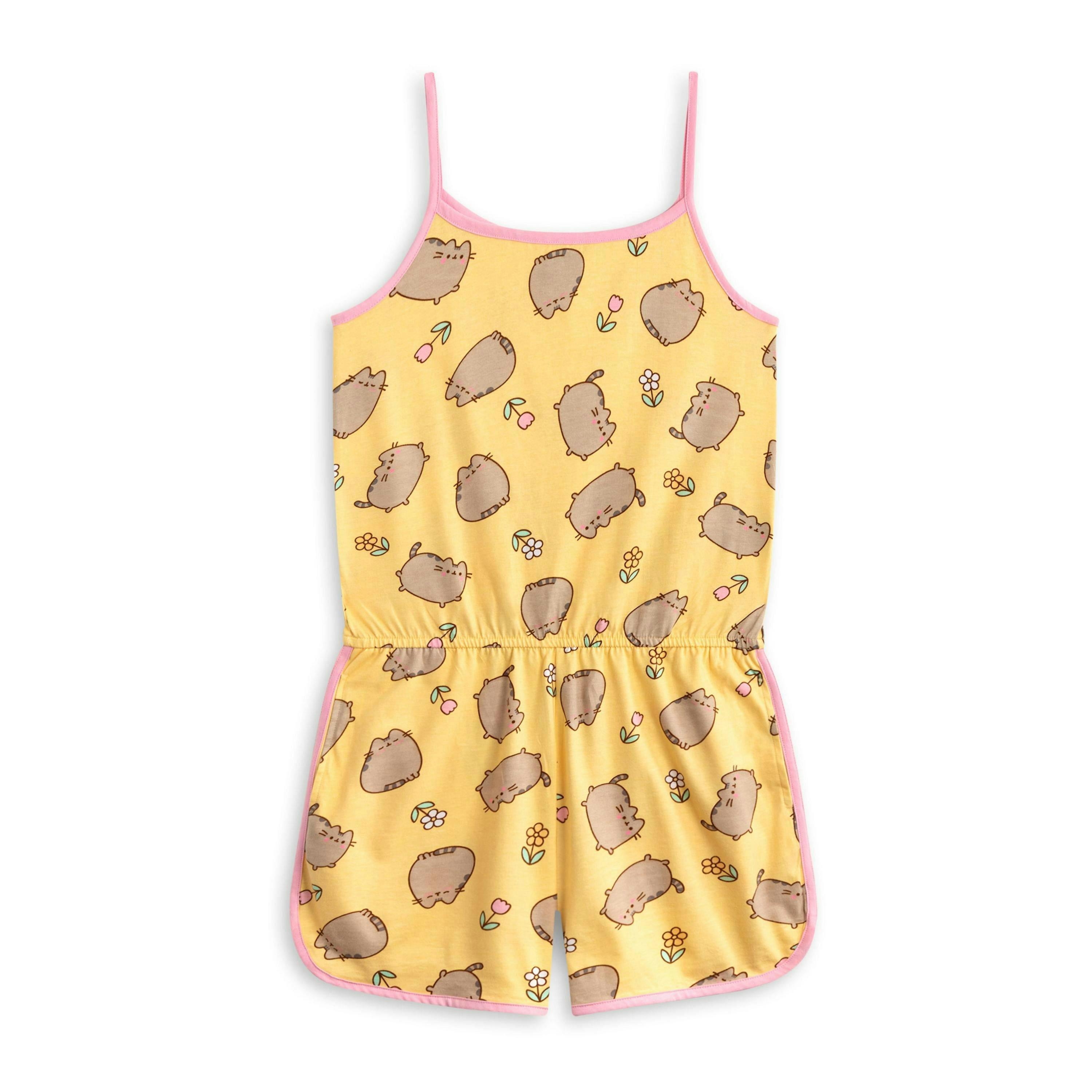 Pusheen Girls Yellow Spring Flowers Sleeveless Playsuit by Vanilla Underground , view 1 of 6
