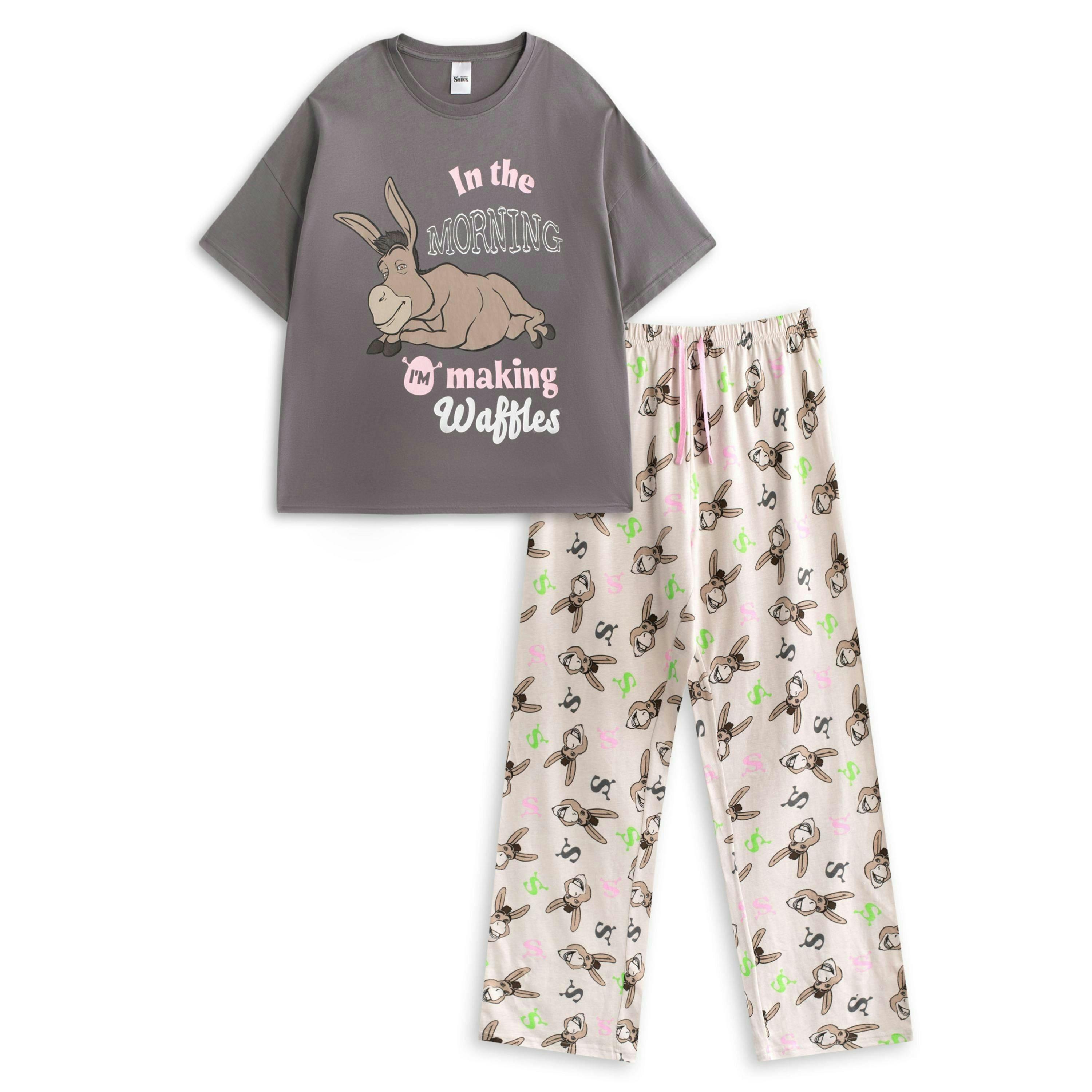 Shrek Womens Multicoloured Donkey Short Sleeve Long Leg Pyjama Set by Vanilla Underground , view 1 of 6