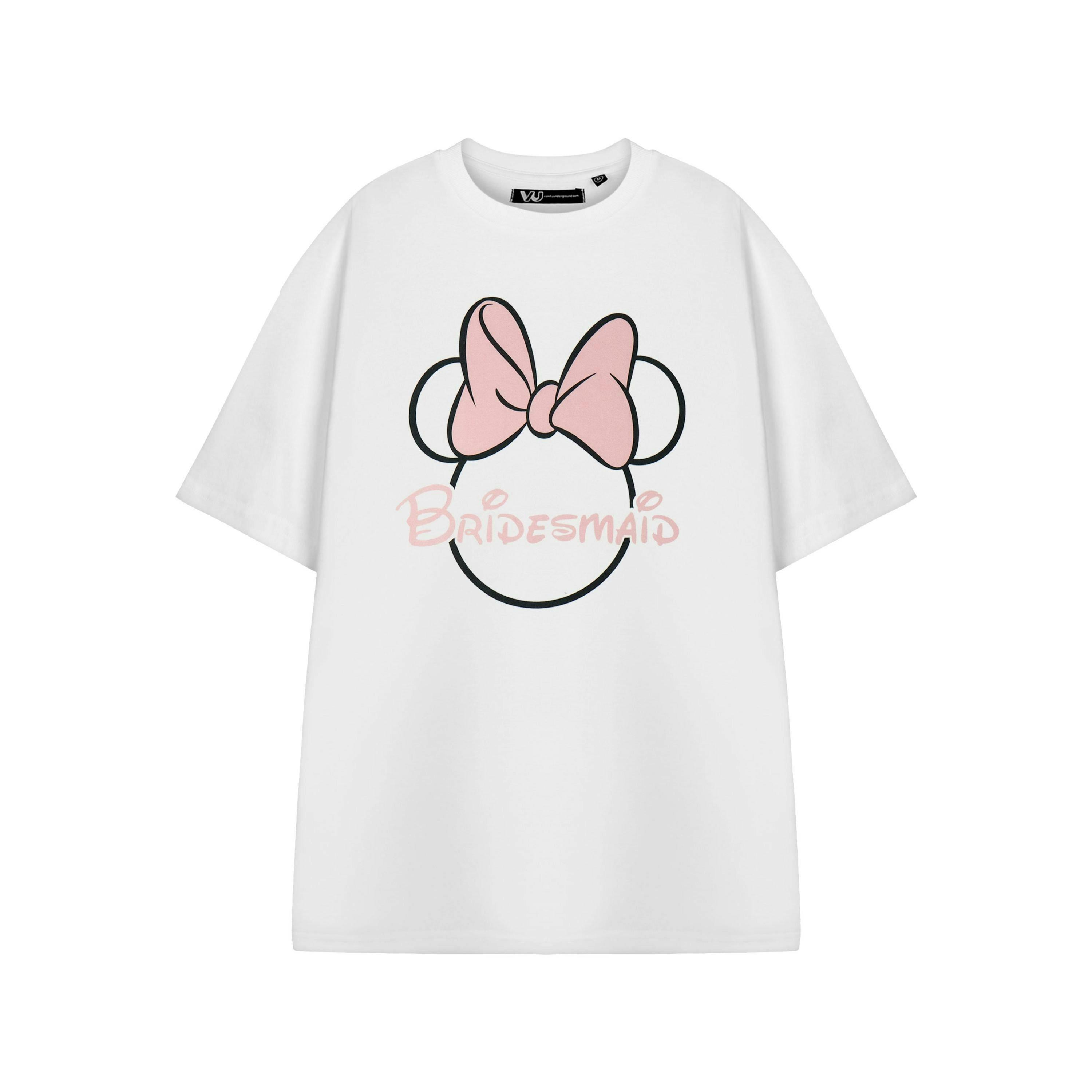 Disney Minnie Mouse Womens White Bridesmaid Hen Party Short Sleeved T-Shirt by Vanilla Underground , view 1 of 3