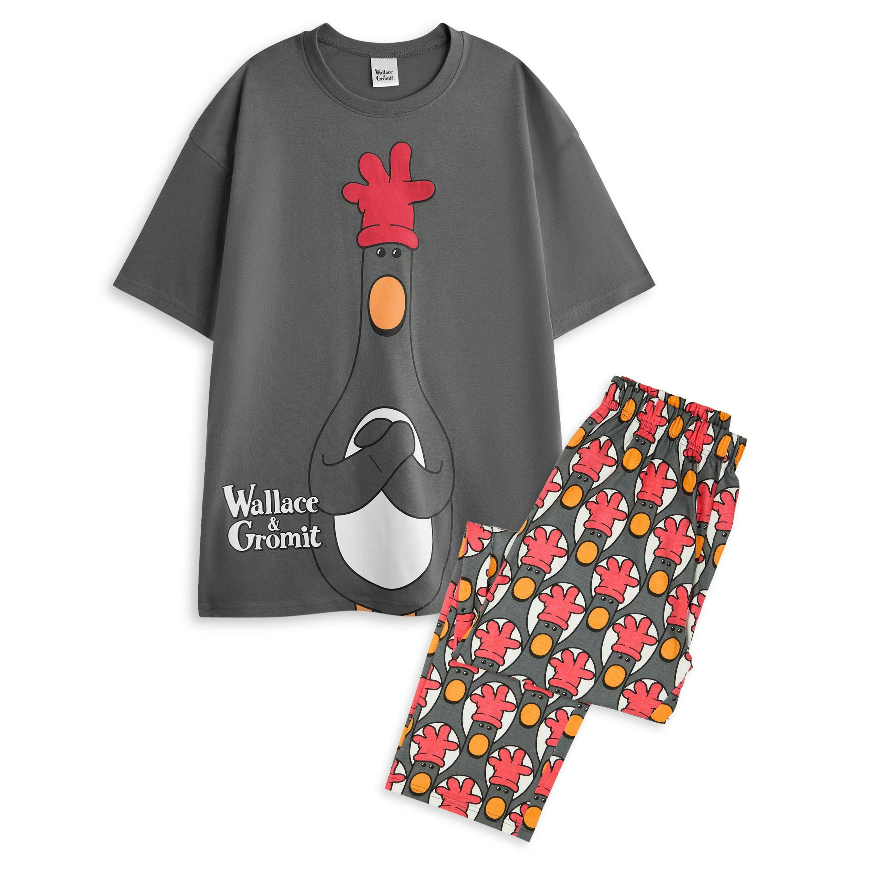 Wallace And Gromit Mens Multicoloured Feathers Short Sleeve Long Leg Pyjama Set by Vanilla Underground , view 1 of 6