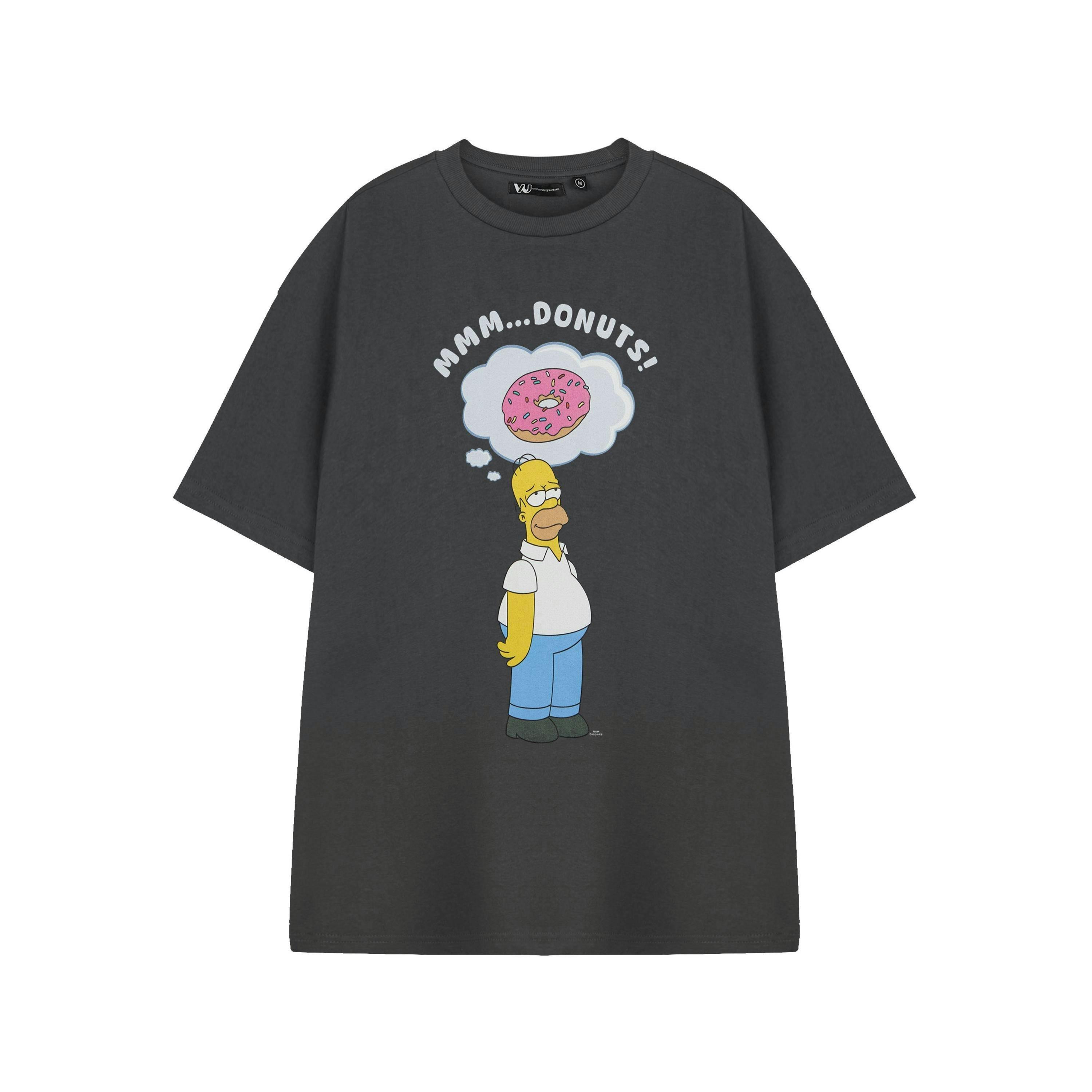 The Simpsons Mens Grey Donuts Short Sleeved T-Shirt by Vanilla Underground , view 1 of 3