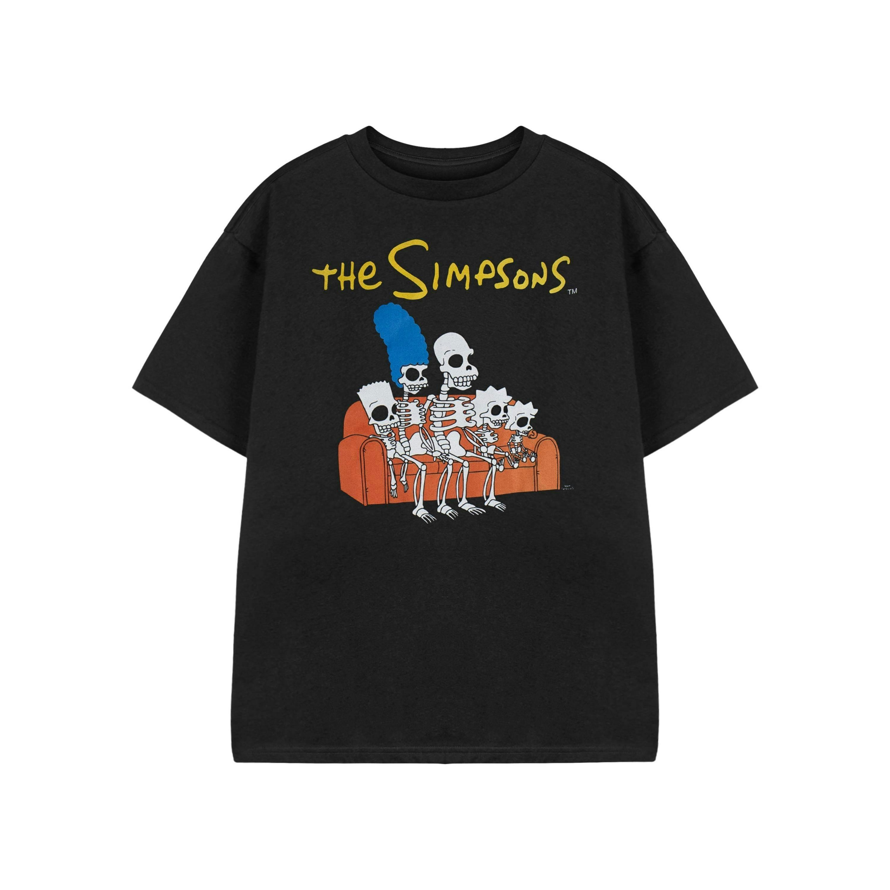 The Simpsons Boys Black Skeleton Couch Short Sleeved T-Shirt by Vanilla Underground , view 1 of 3