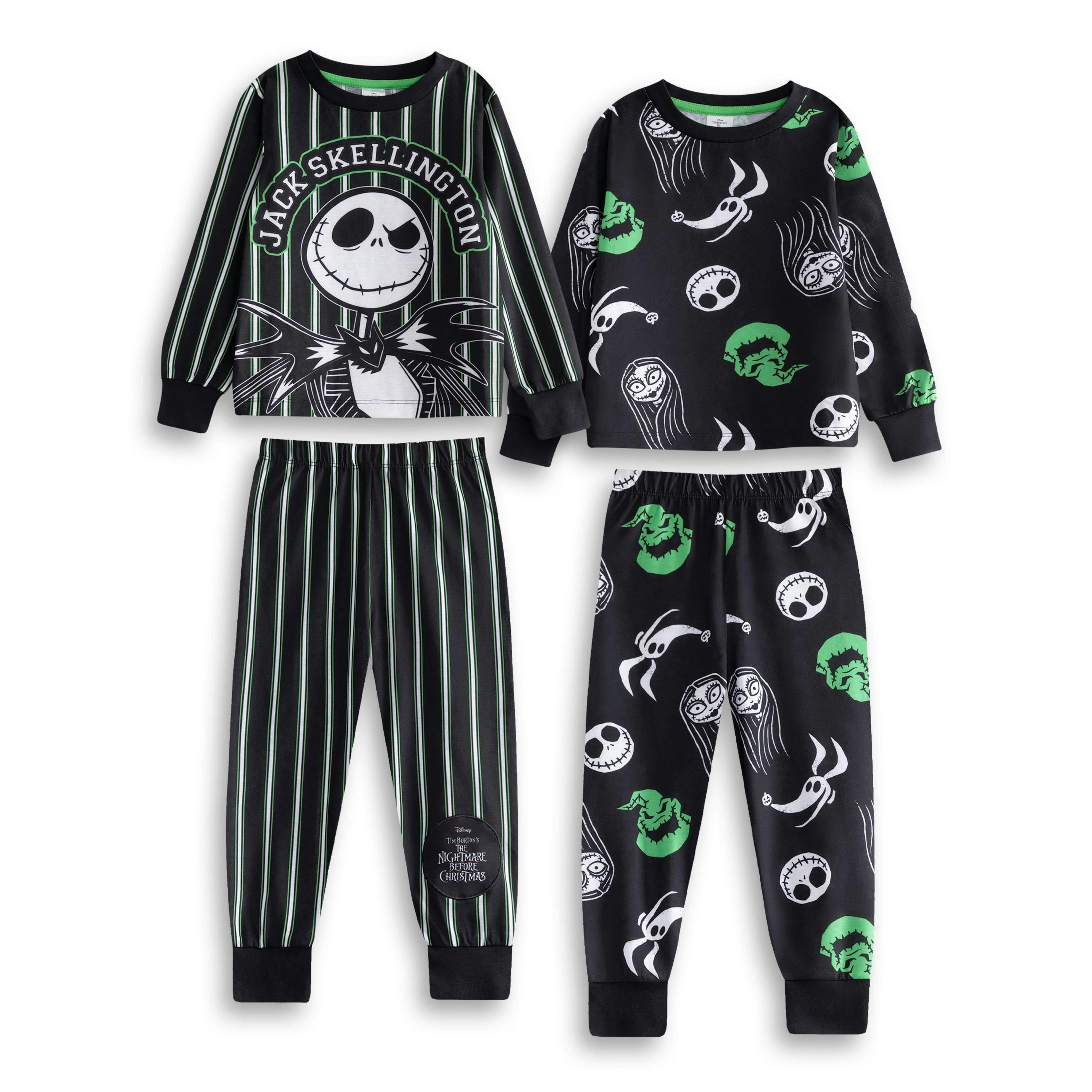 Disney Unisex Kids Black NMBC Multi-Pack of 2 Long Sleeve Long Leg Pyjama Set by Vanilla Underground , view 1 of 6