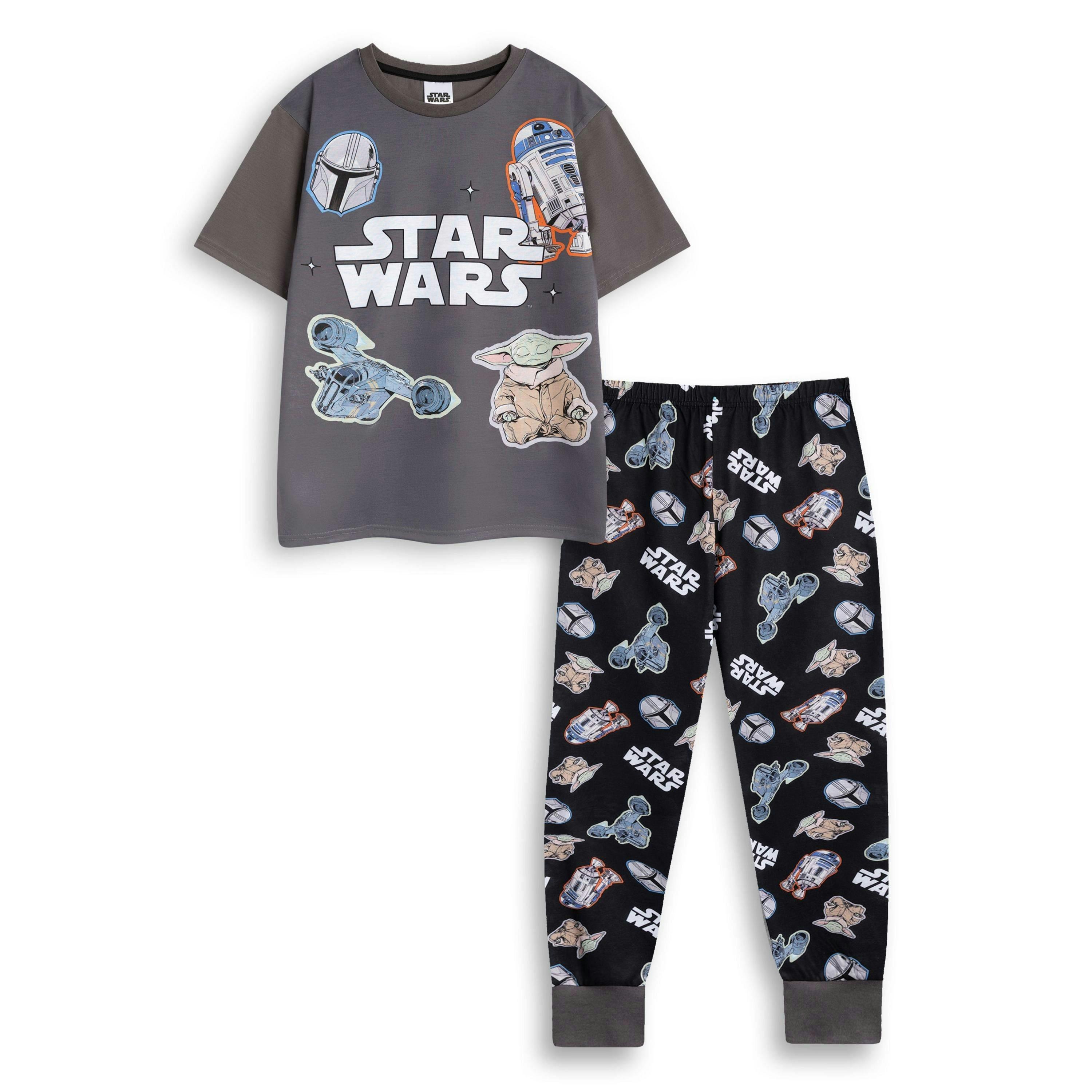 Star Wars Unisex Kids Grey Character Short Sleeve Long Leg Pyjama Set by Vanilla Underground , view 1 of 6