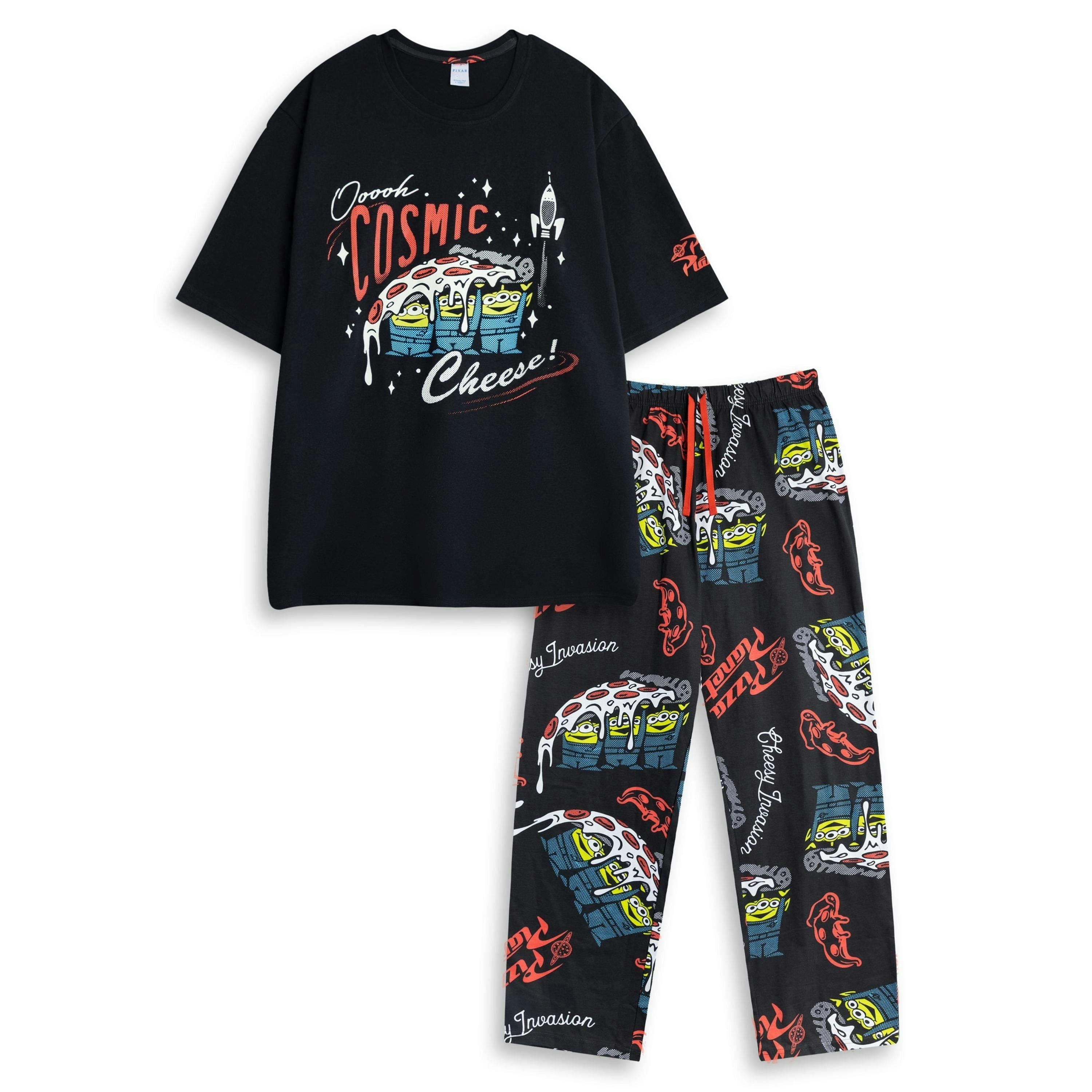 Disney Mens Black Toy Story Short Sleeve Long Leg Pyjama Set by Vanilla Underground , view 1 of 6