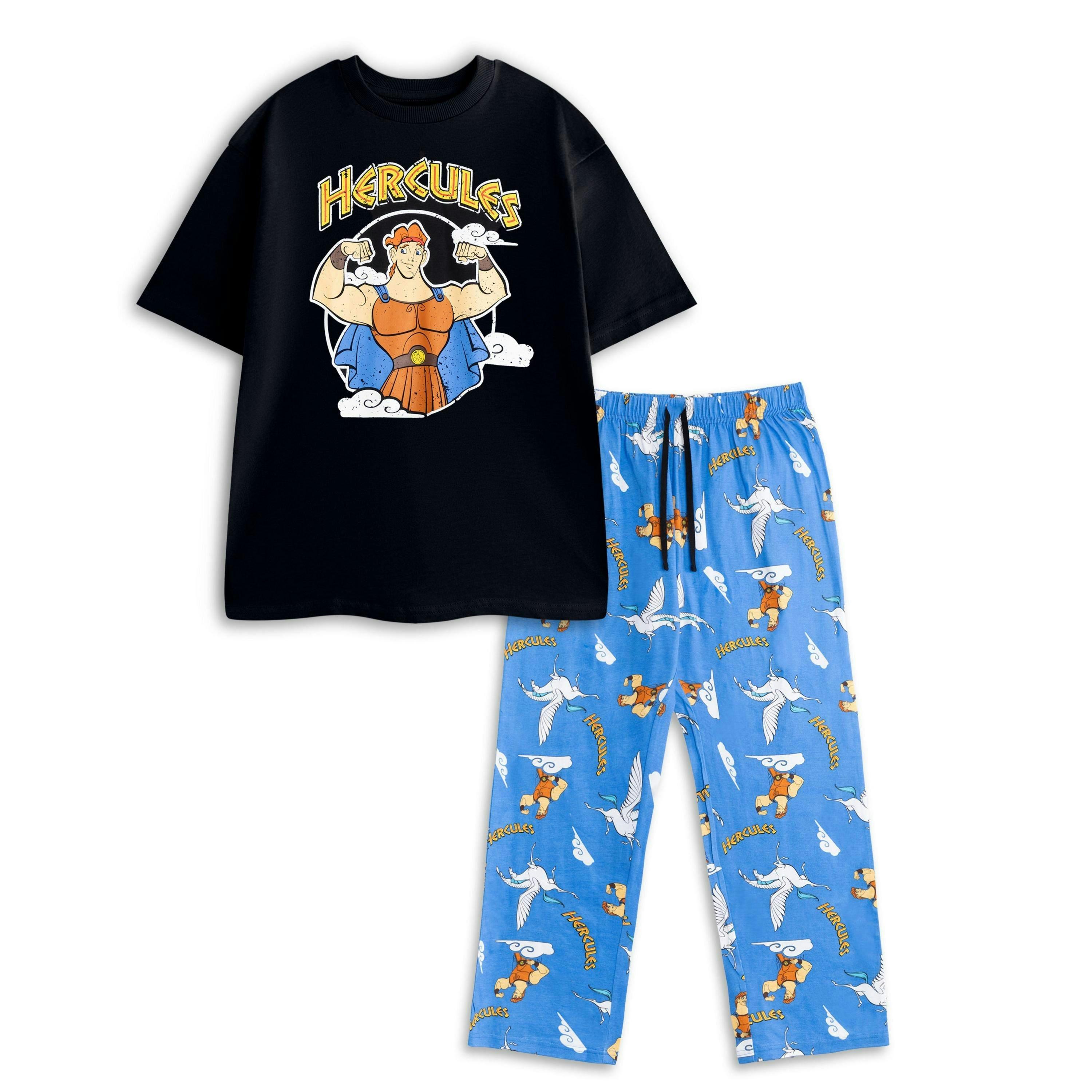 Disney Mens Black Hercules Short Sleeve Long Leg Pyjama Set by Vanilla Underground , view 1 of 6